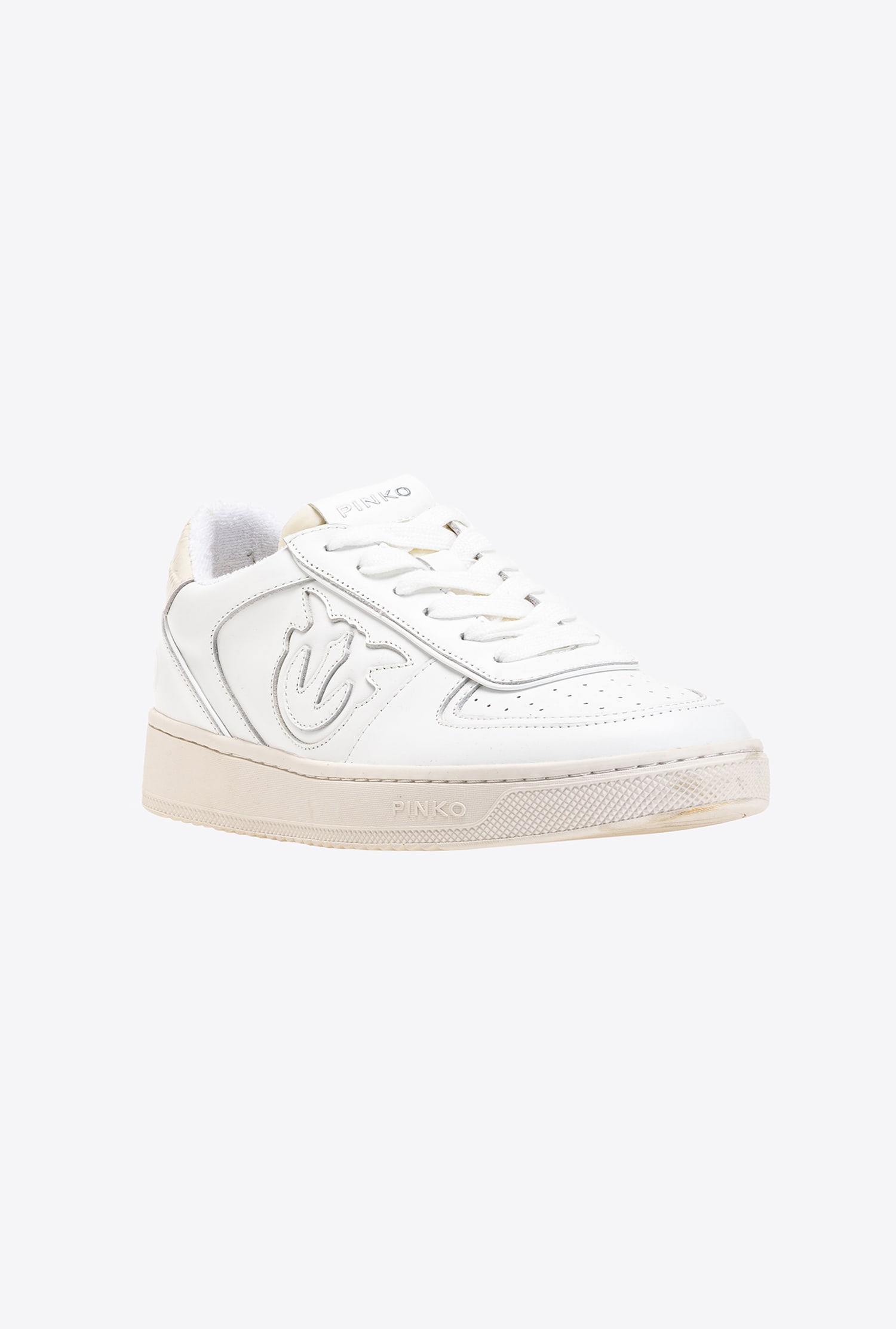 Shop Pinko Sneakers With Inserts In Bianco Brill.