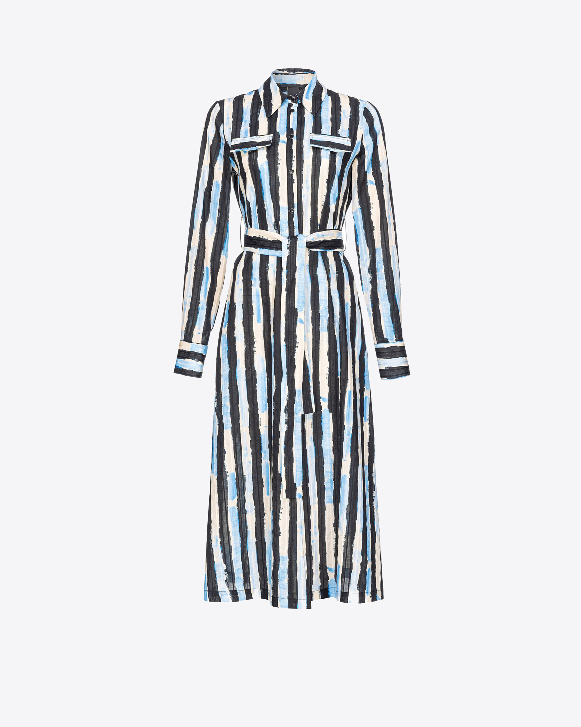 Shop Pinko Shirt Dress With Paint-stripe Print In Nero/burro/azzurro