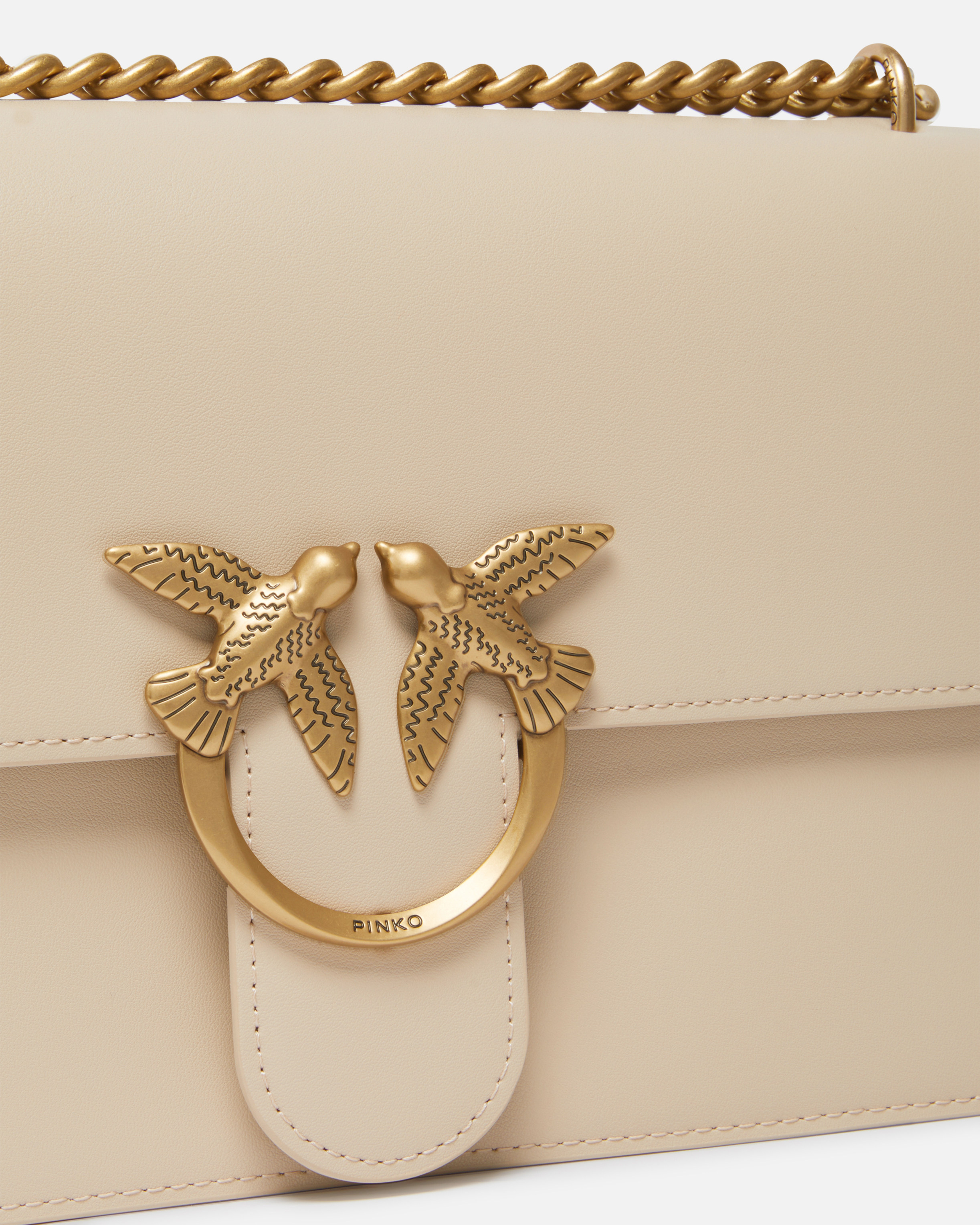 Pinko Classic Love Bag One Simply In Beige-smoke Grey-antique Gold