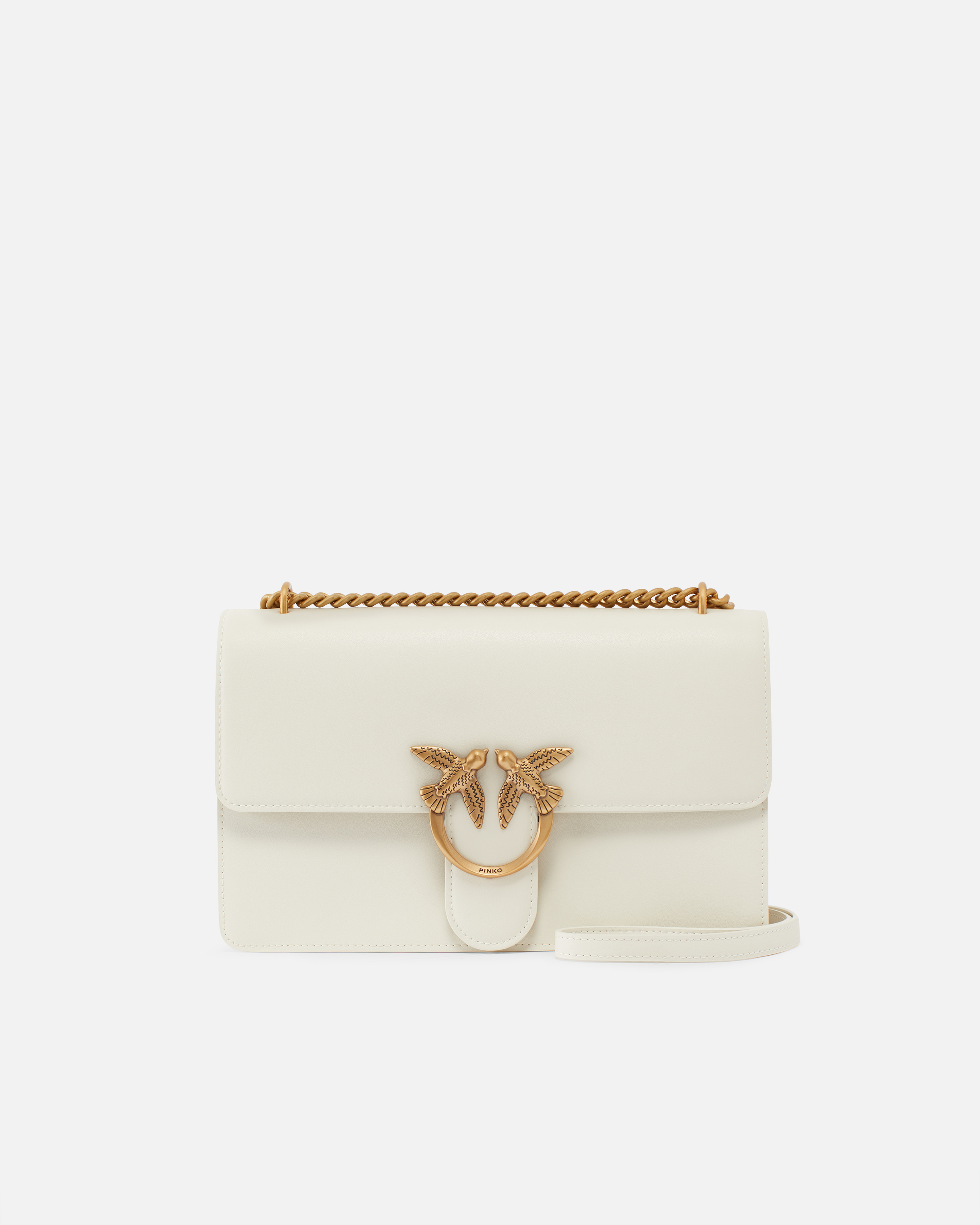 Shop Pinko Classic Love Bag One Simply In White+white-antique Gold