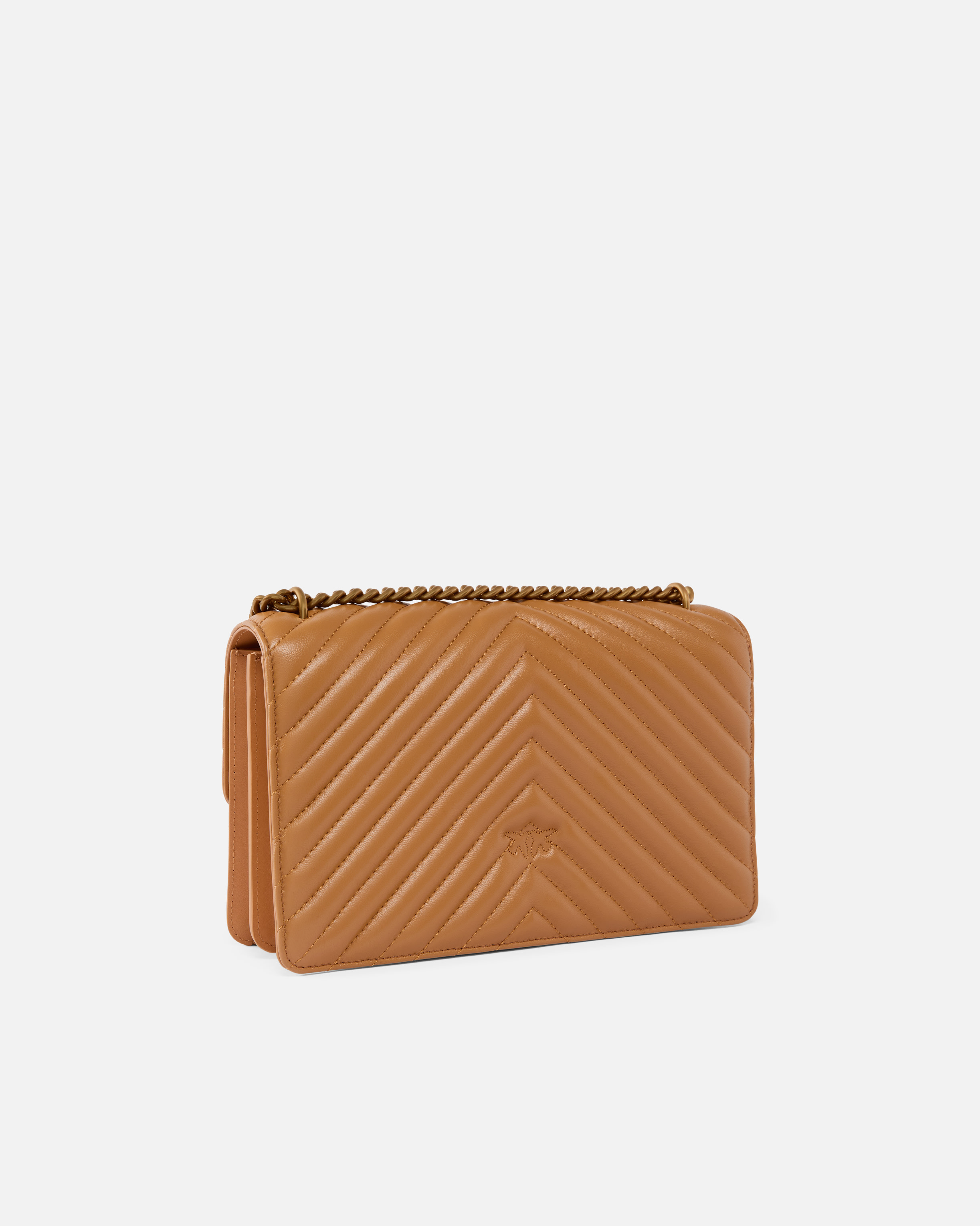 Pinko Classic Love Bag One Chevron In Nougat-antique Gold