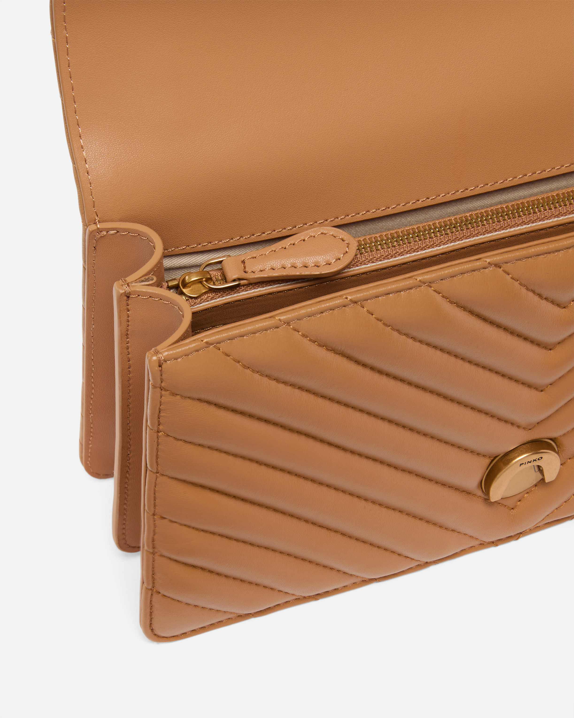 Pinko Classic Love Bag One Chevron In Nougat-antique Gold