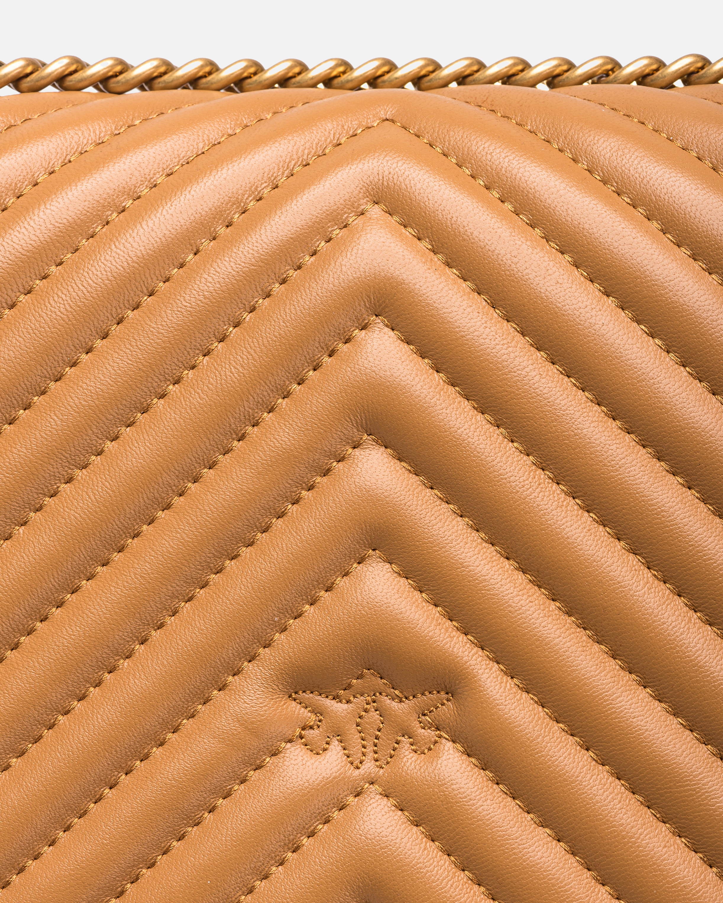 Pinko Classic Love Bag One Chevron In Nougat-antique Gold
