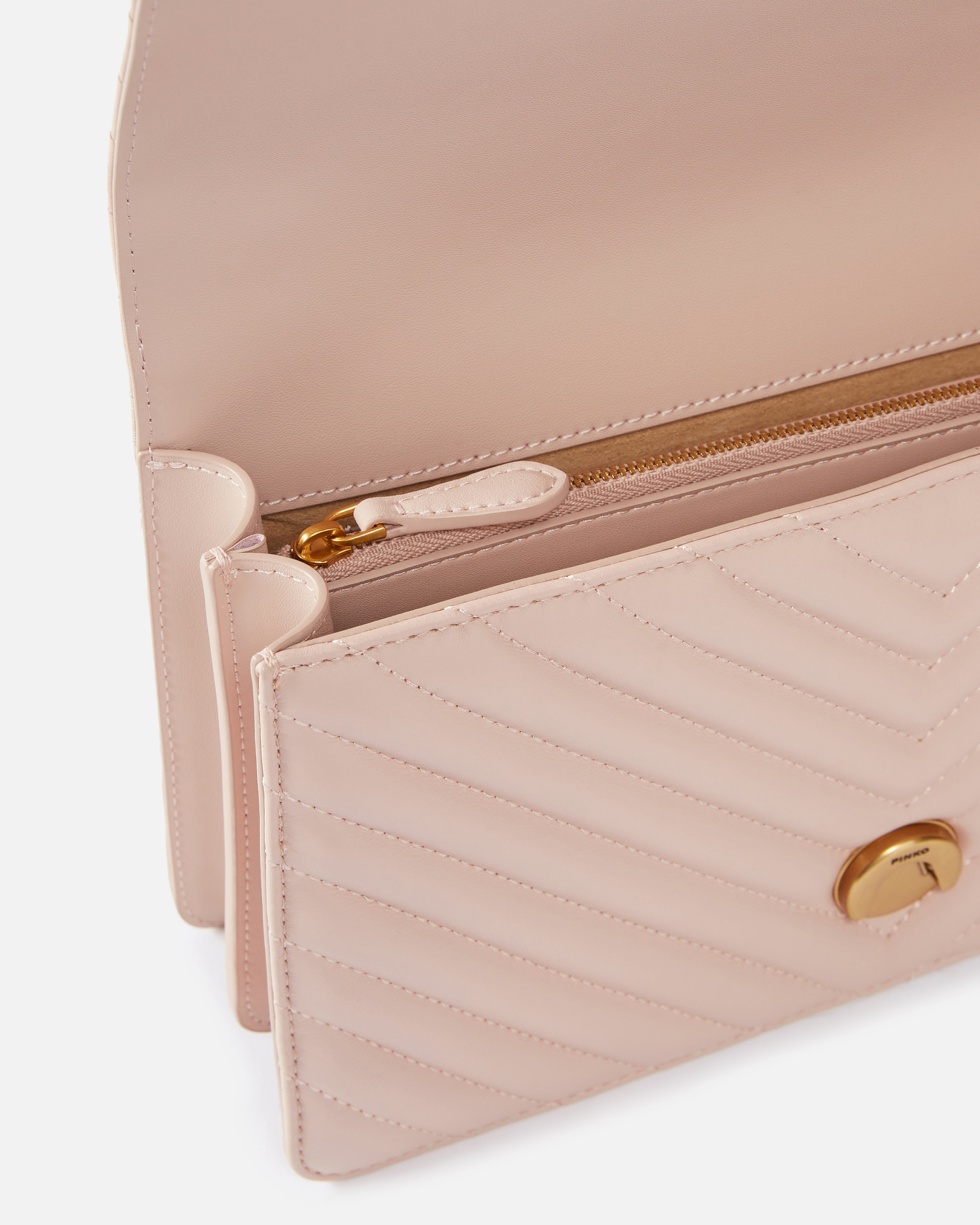Pinko Love Birds Leather Crossbody Bag In Pink/dusty Pink-antique Gold