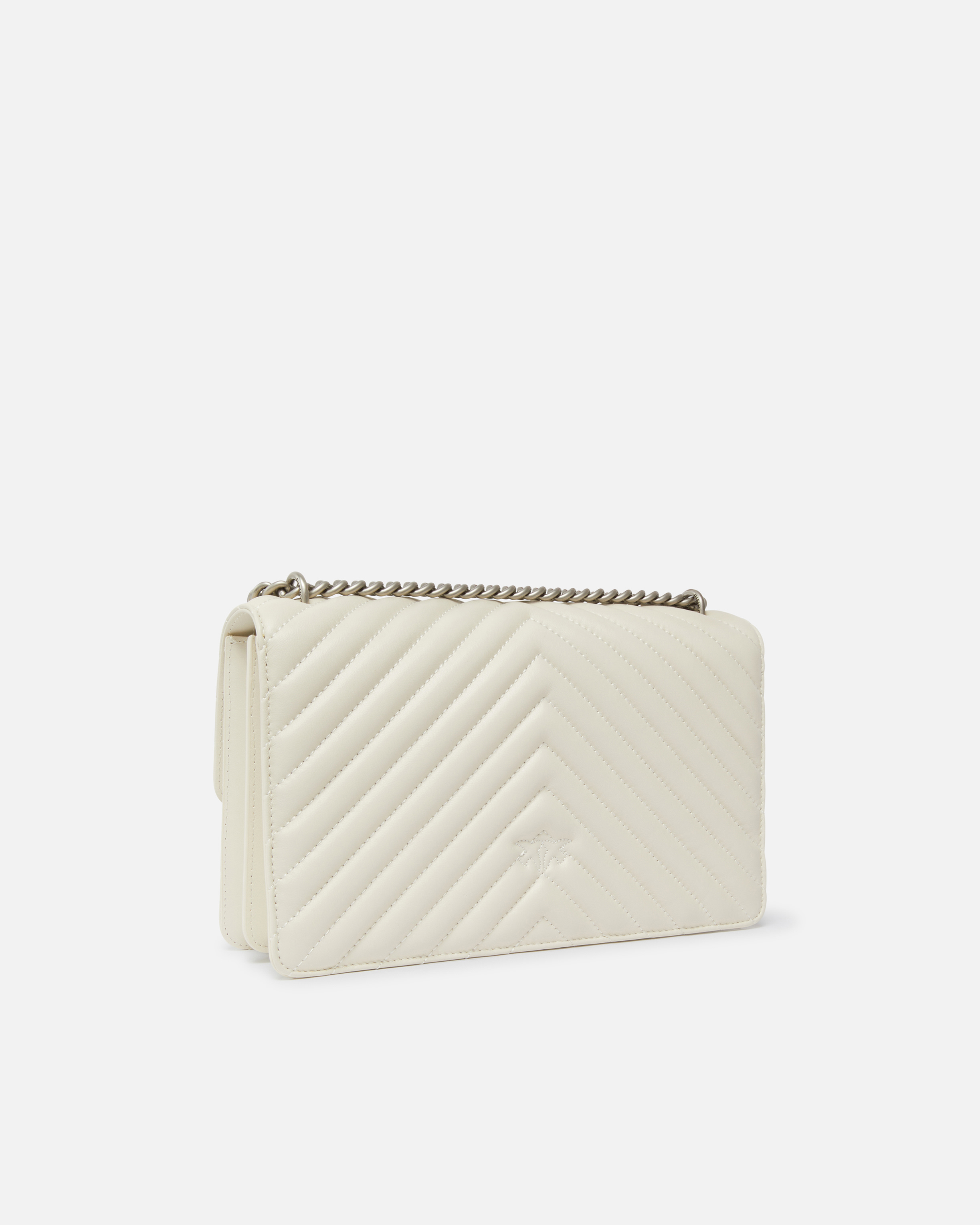 Pinko Classic Love Bag One Chevron In White+white-old Silver