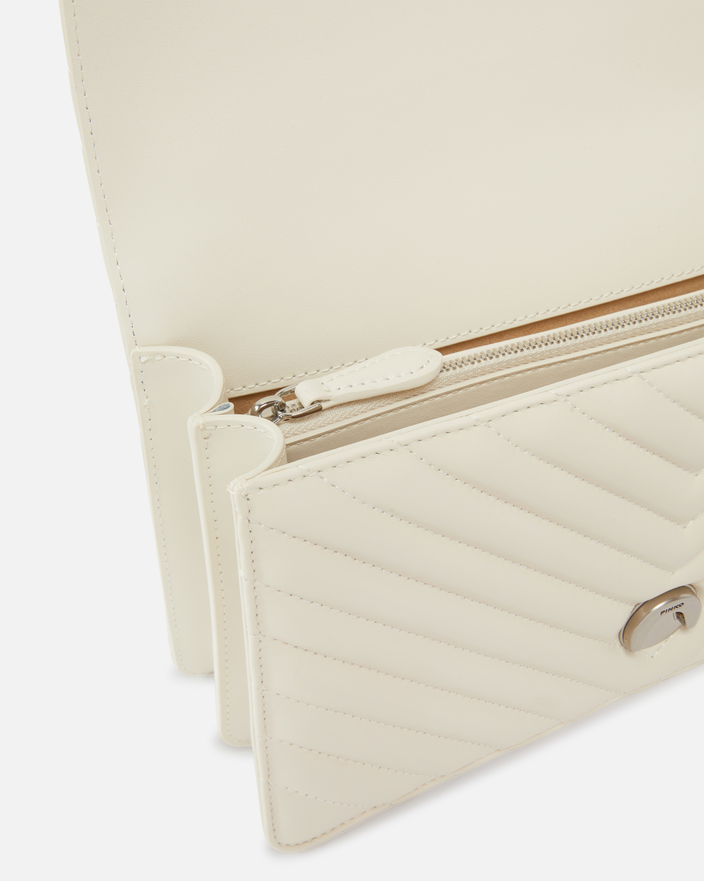 Pinko Classic Love Bag One Chevron In White+white-old Silver