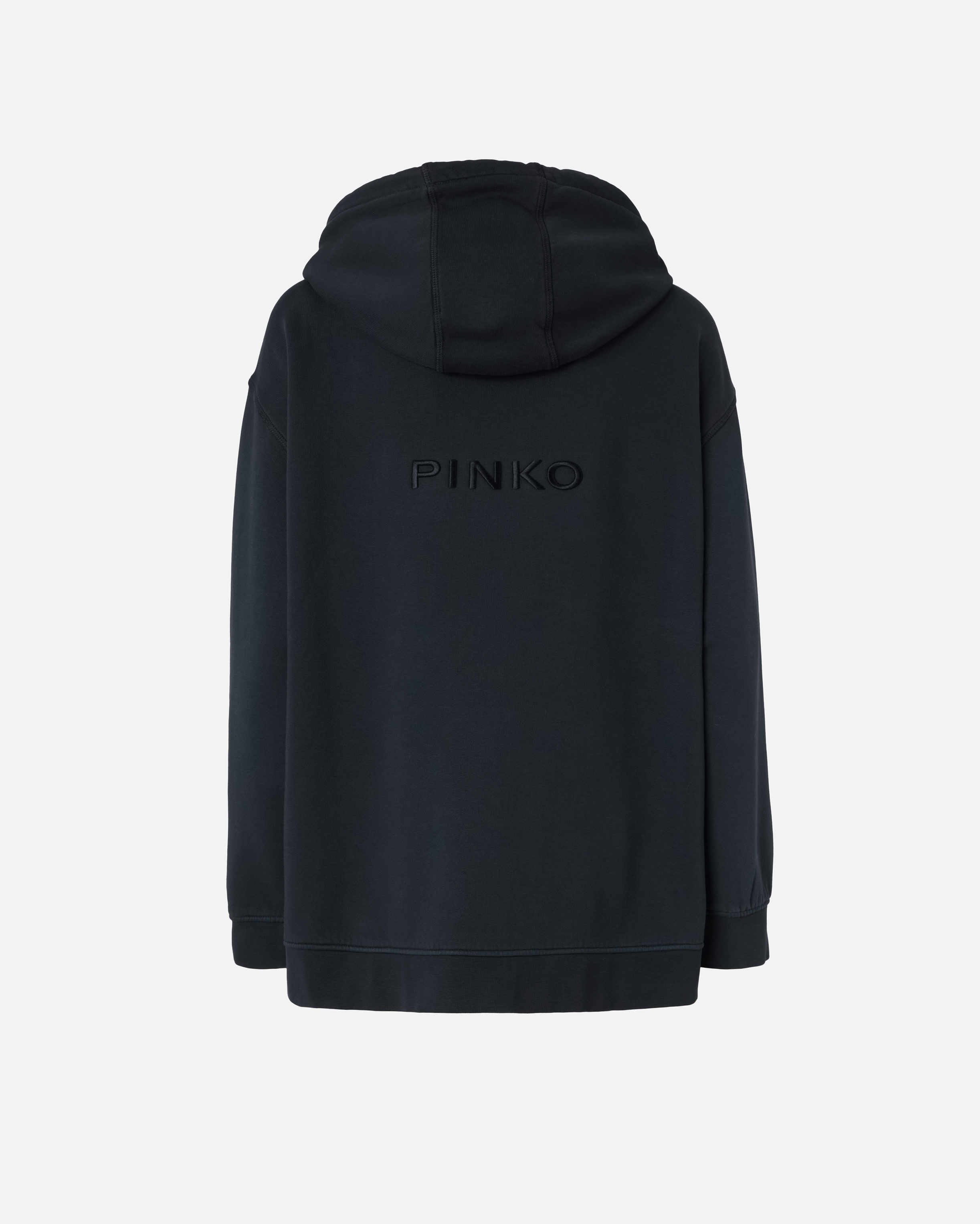 Pinko Sweatshirt With Zip And Embroidered Logo Hood In Caviar Black