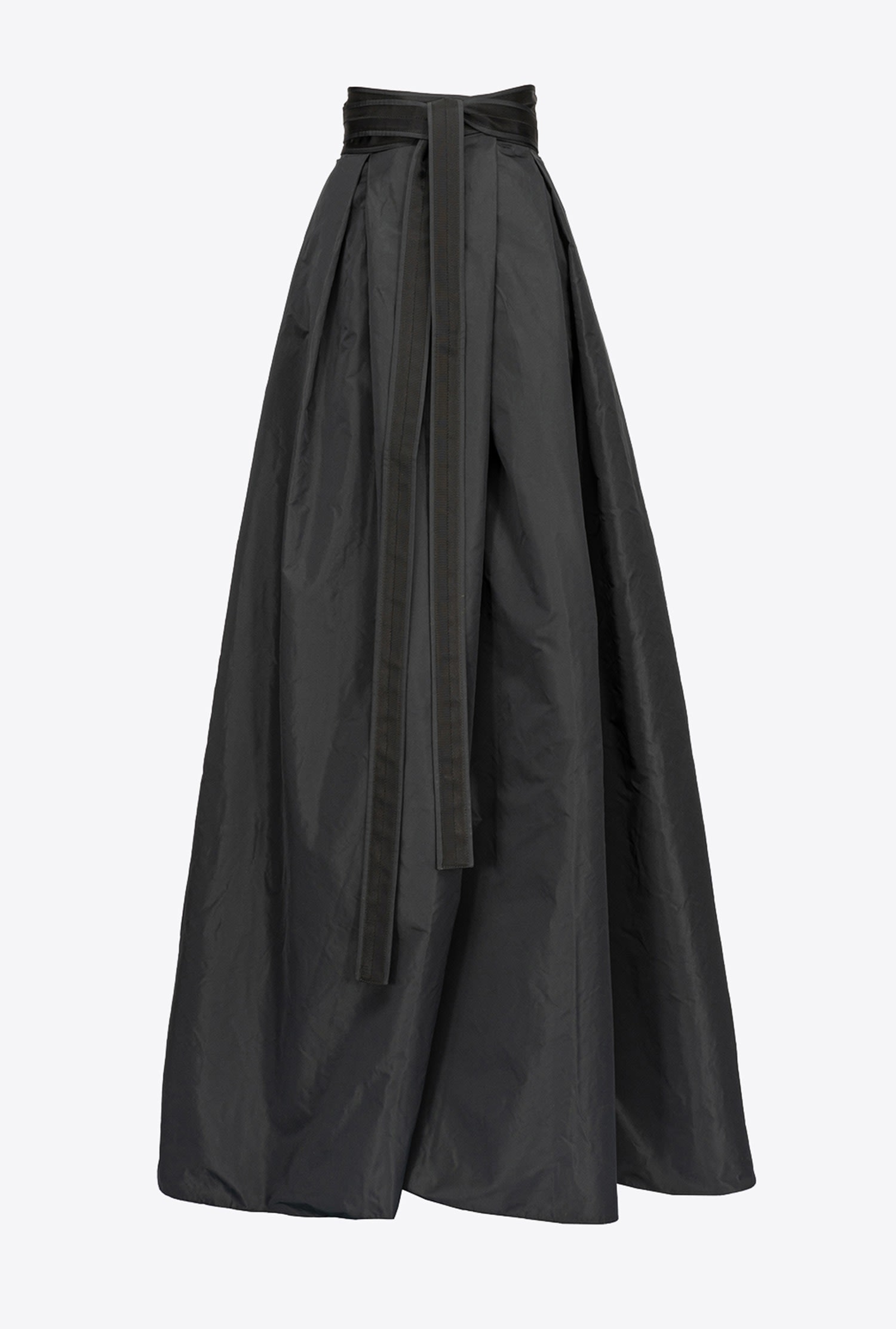 Shop Pinko Taffeta Maxi-skirt In Limo Black