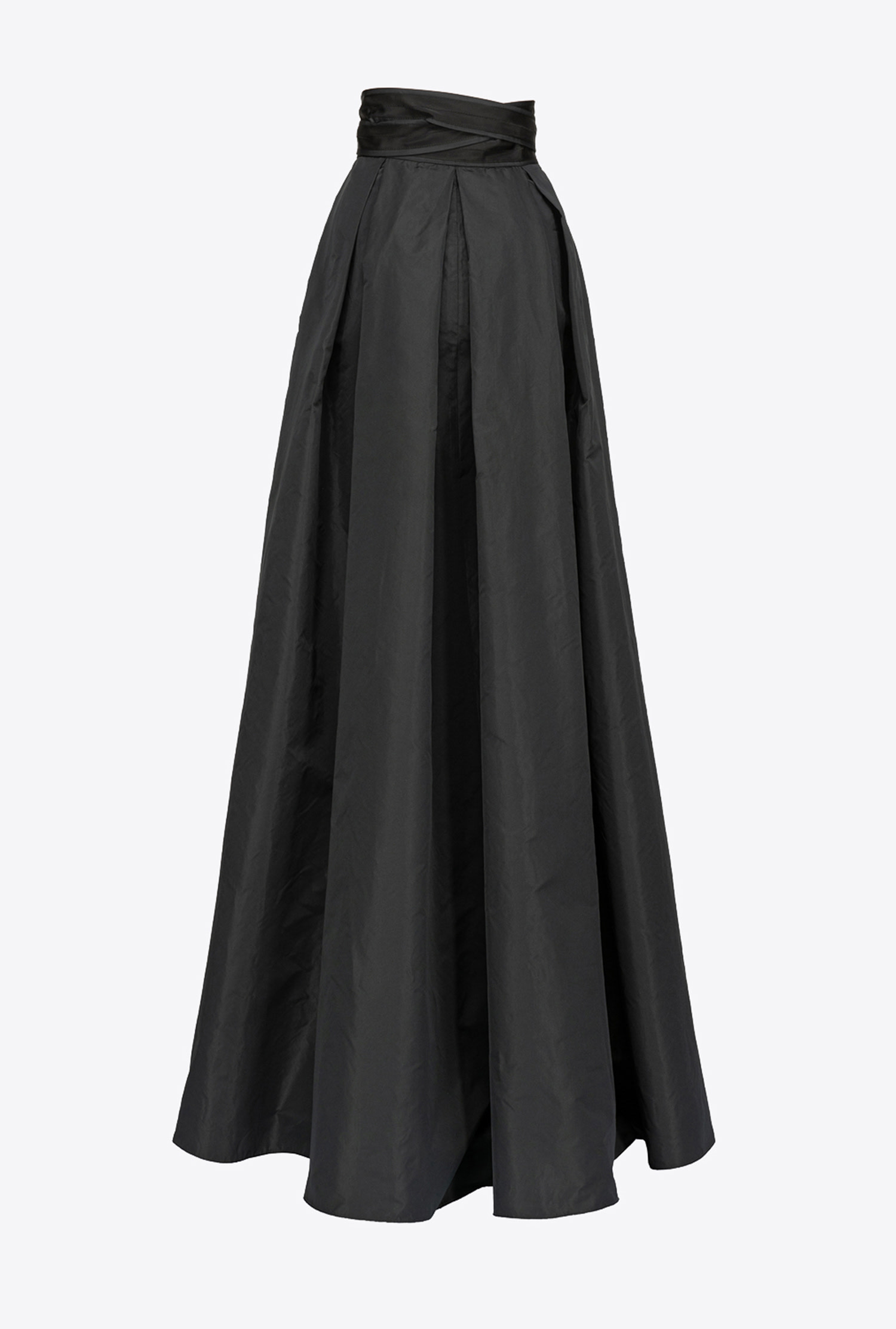 Shop Pinko Taffeta Maxi-skirt In Limo Black