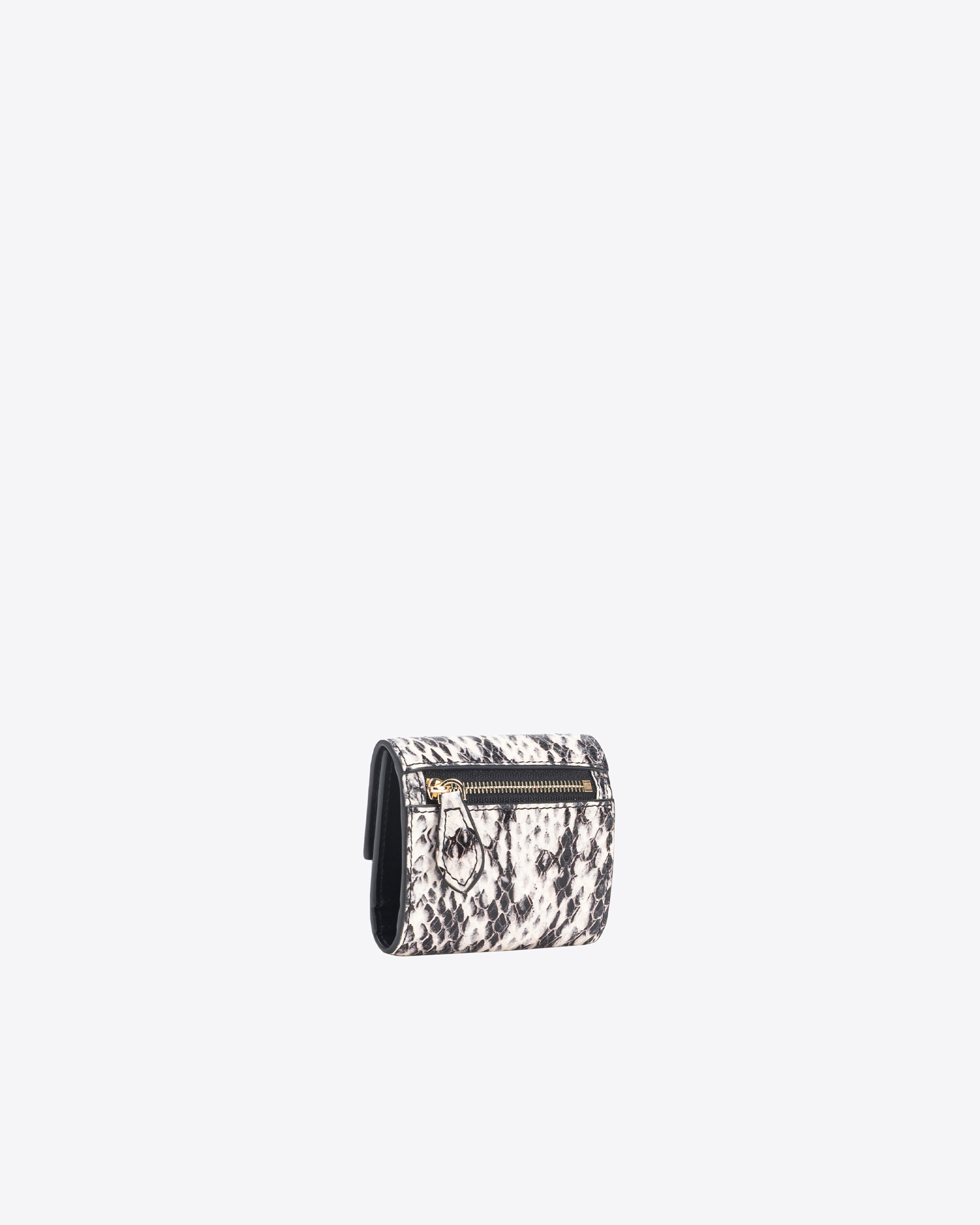Pinko Galleria Small Wallet In Reptile-print Leather In White/black-light Gold