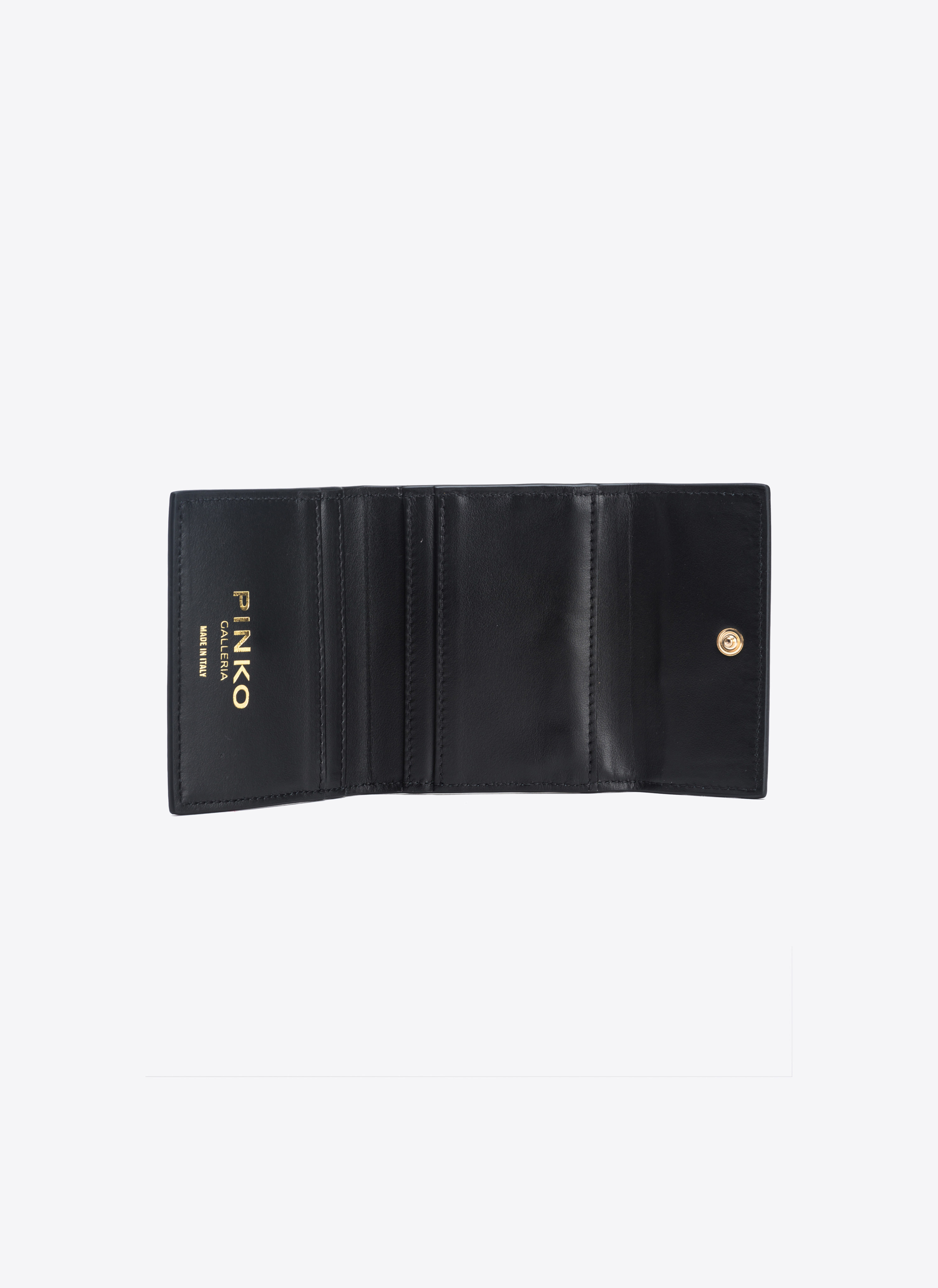 Pinko Galleria Small Wallet In Reptile-print Leather In White/black-light Gold