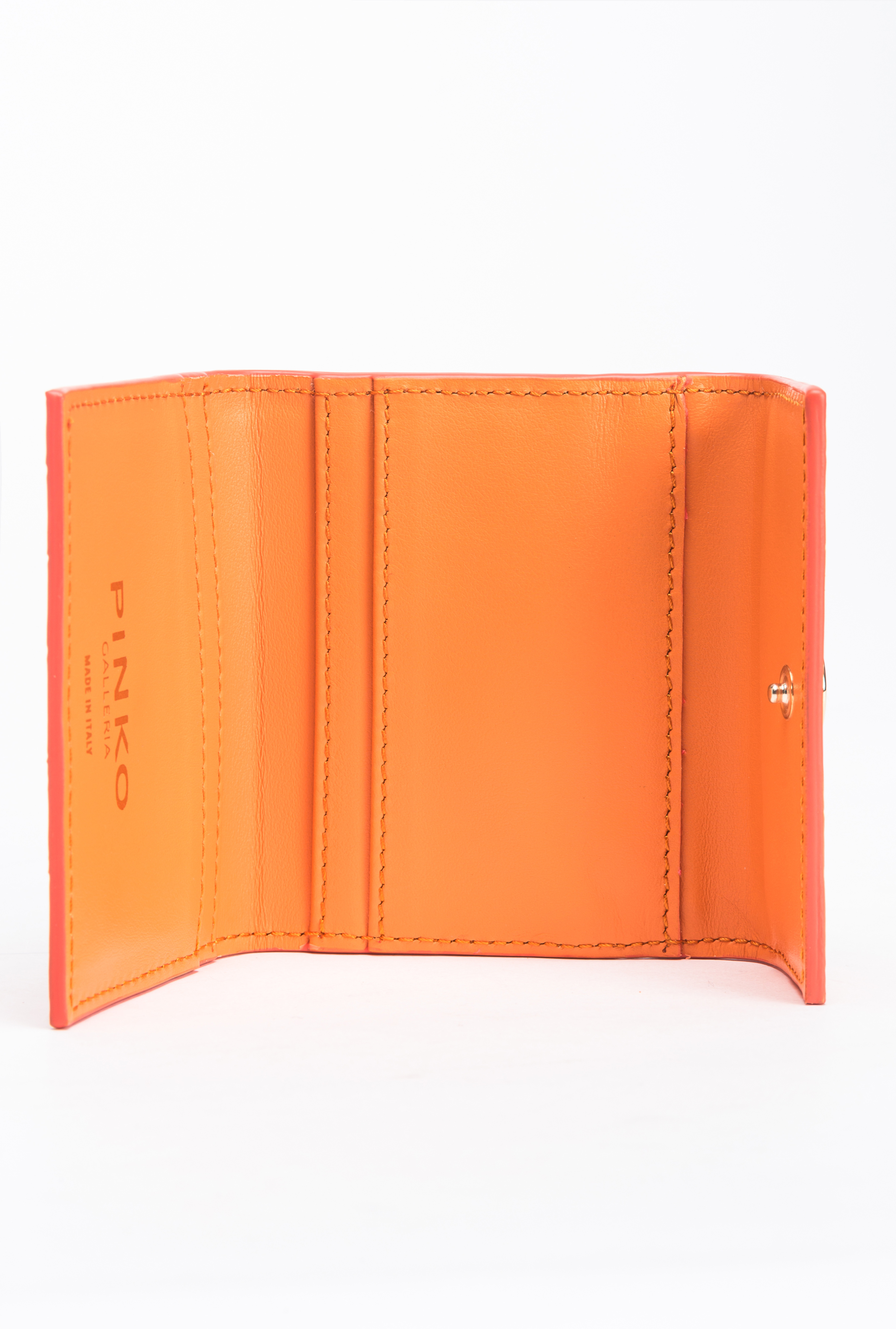 Pinko Galleria Small Wallet In Shiny Coloured Crocodile-print Leather In Orange-light Gold
