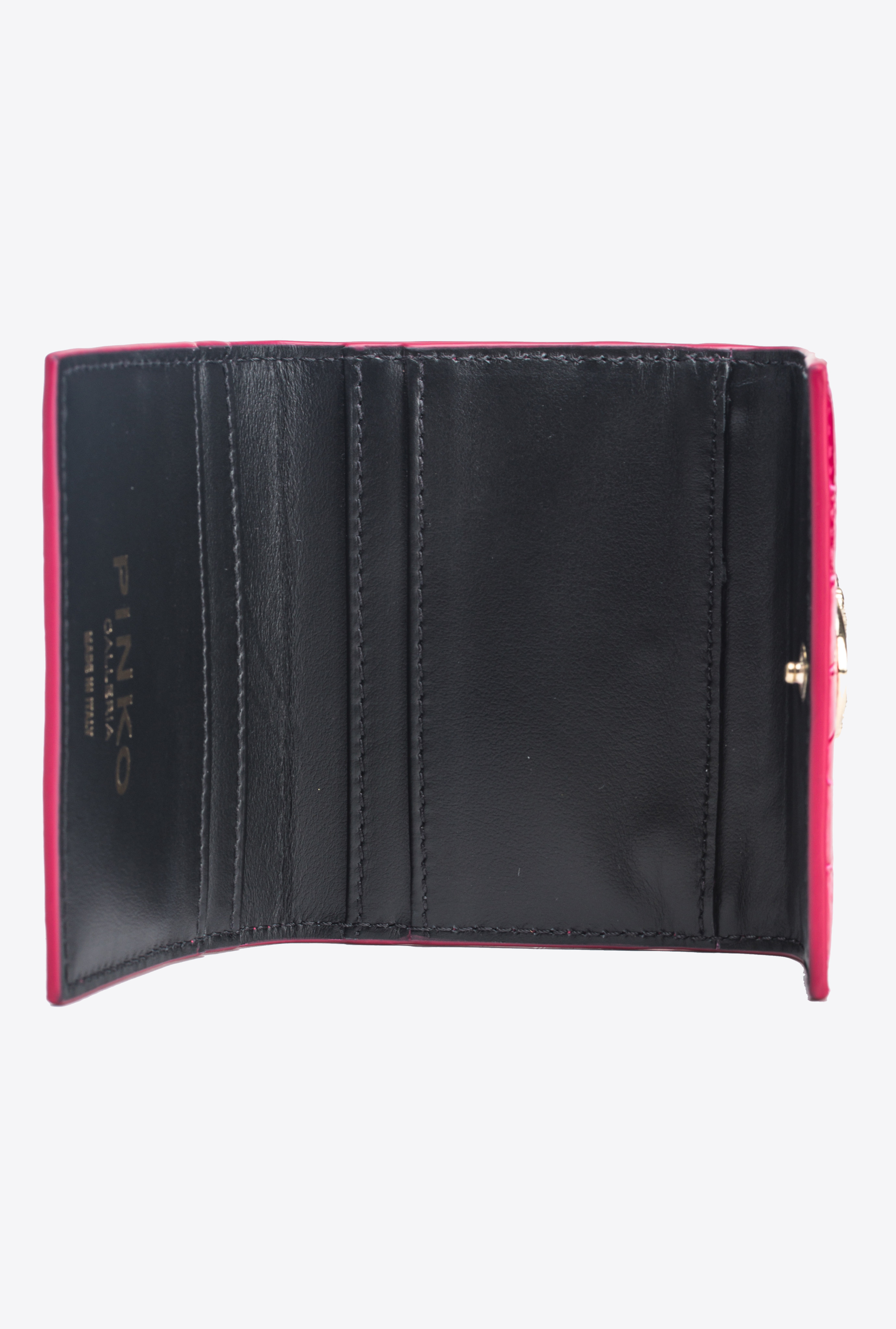 Pinko Galleria Small Wallet In Shiny Coloured Crocodile-print Leather In  Pink-light Gold