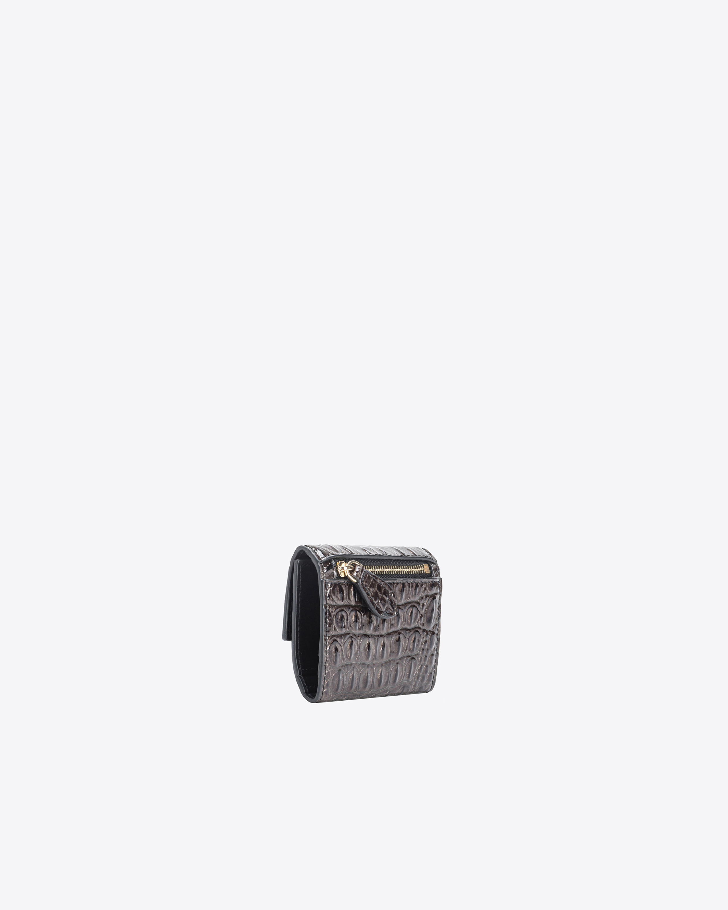 Shop Pinko Galleria Croc-print Small Wallet In Nero-light Gold