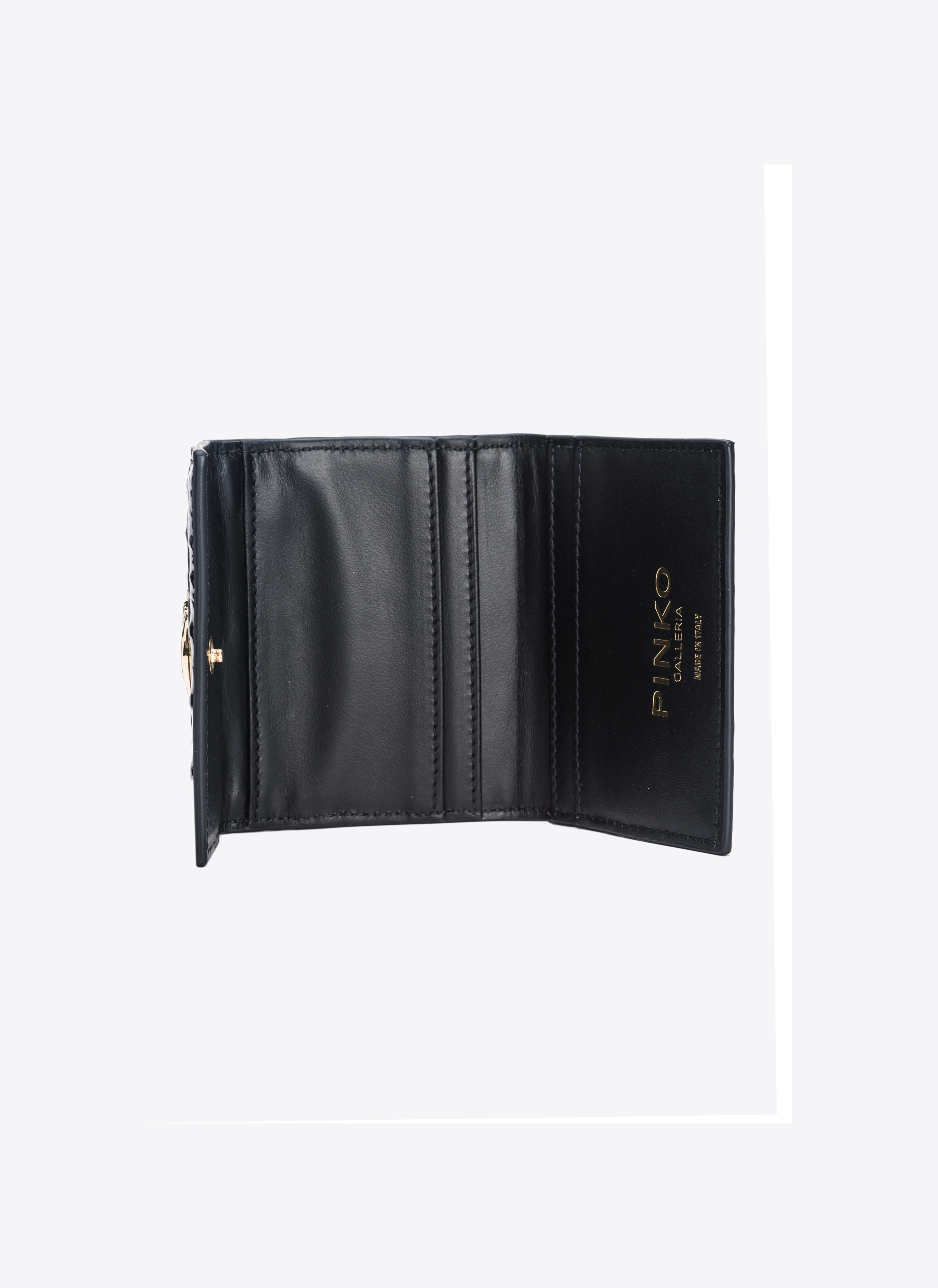 Pinko Galleria Croc-print Small Wallet In Nero-light Gold