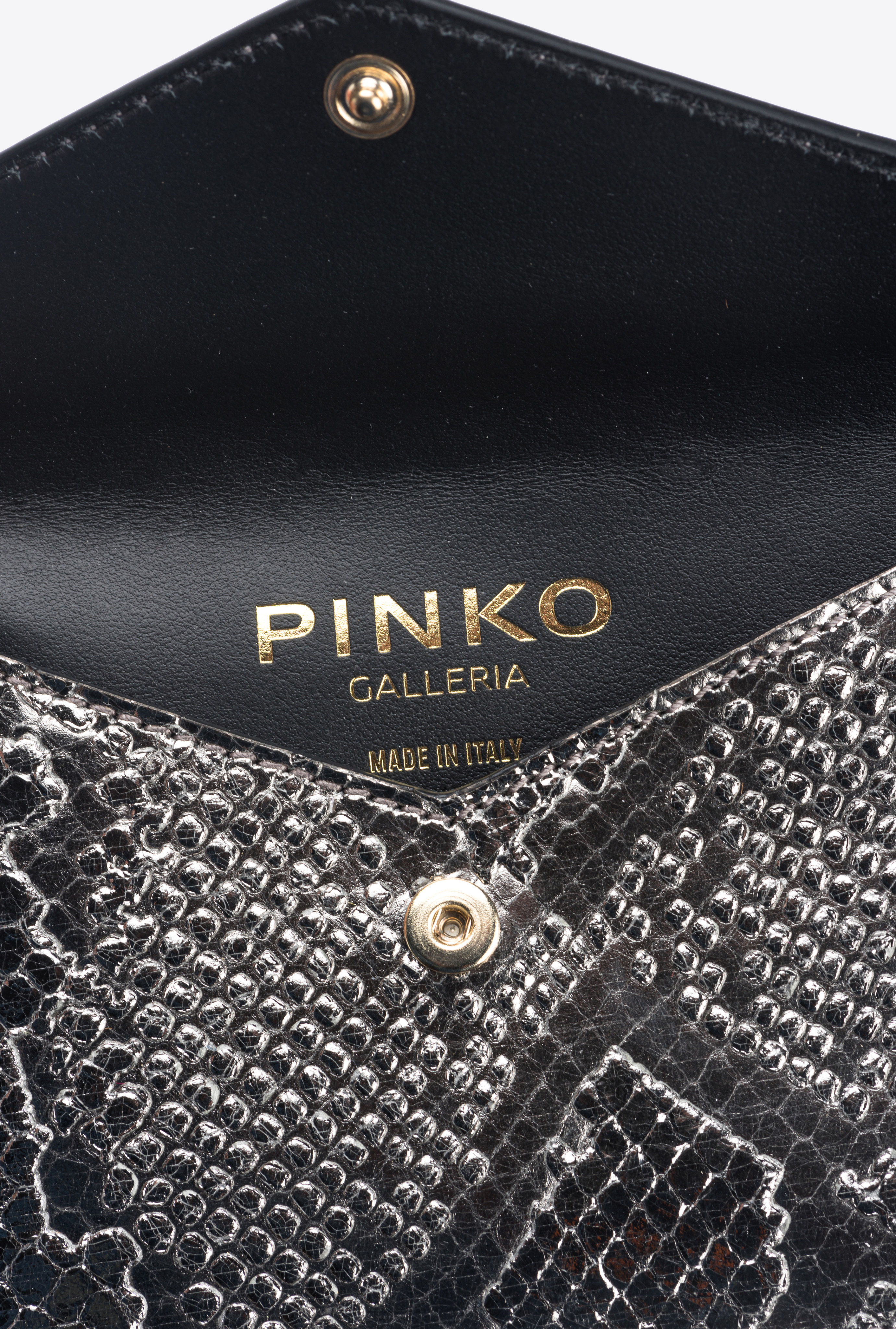 Pinko Portacarte Flat Stampa Pitone  Galleria In Antracite-light Gold
