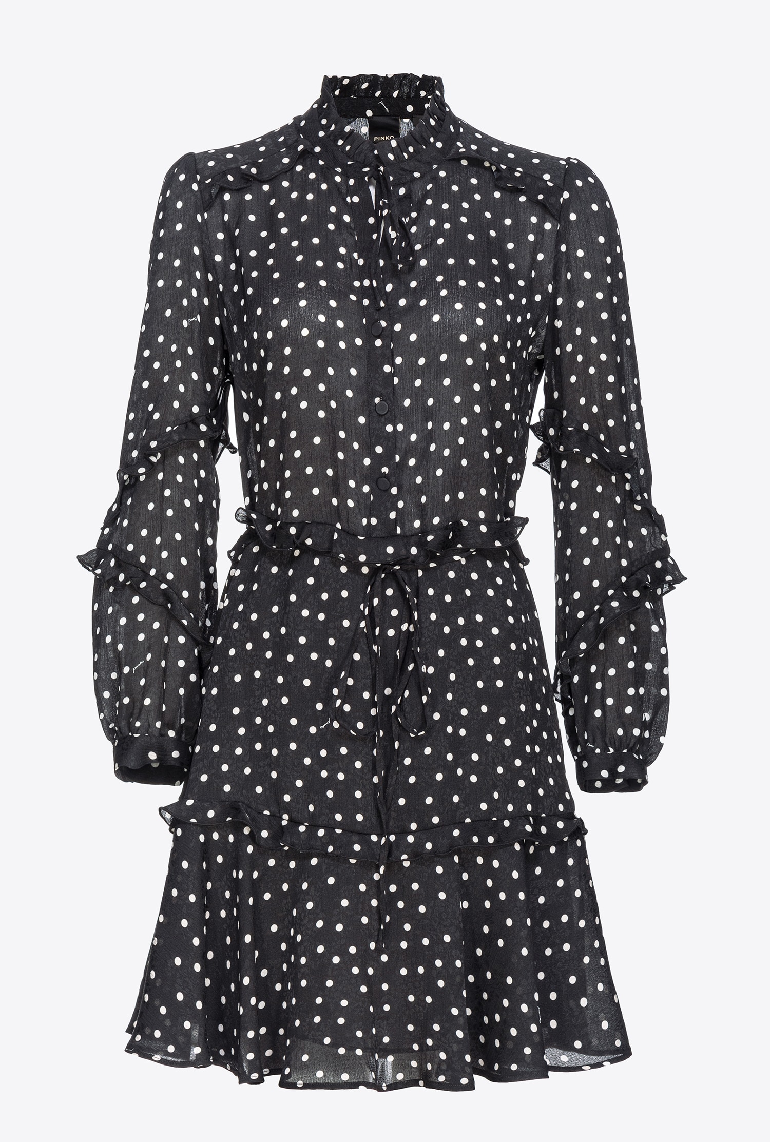 Polka dot-print mini dress - Black/white