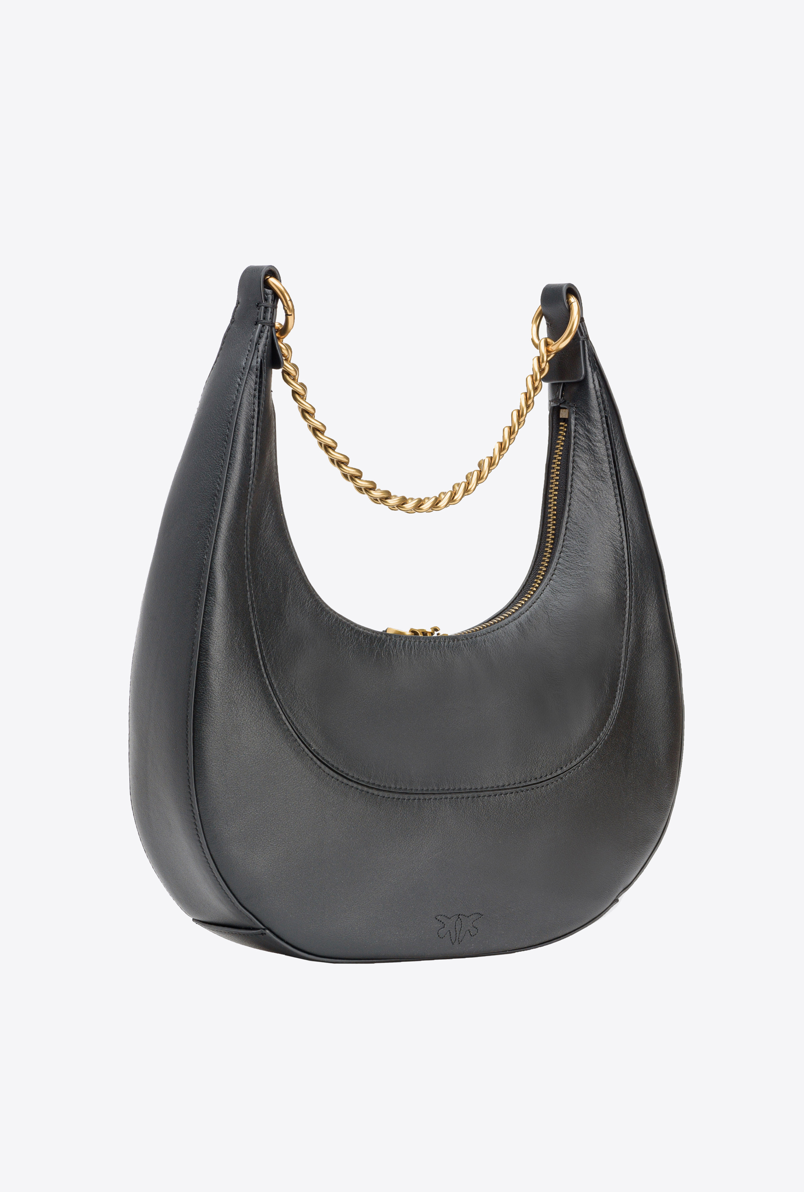 Pinko Brioche Hobo bag fine grain leather black - 101526-A0QO-Z99Q