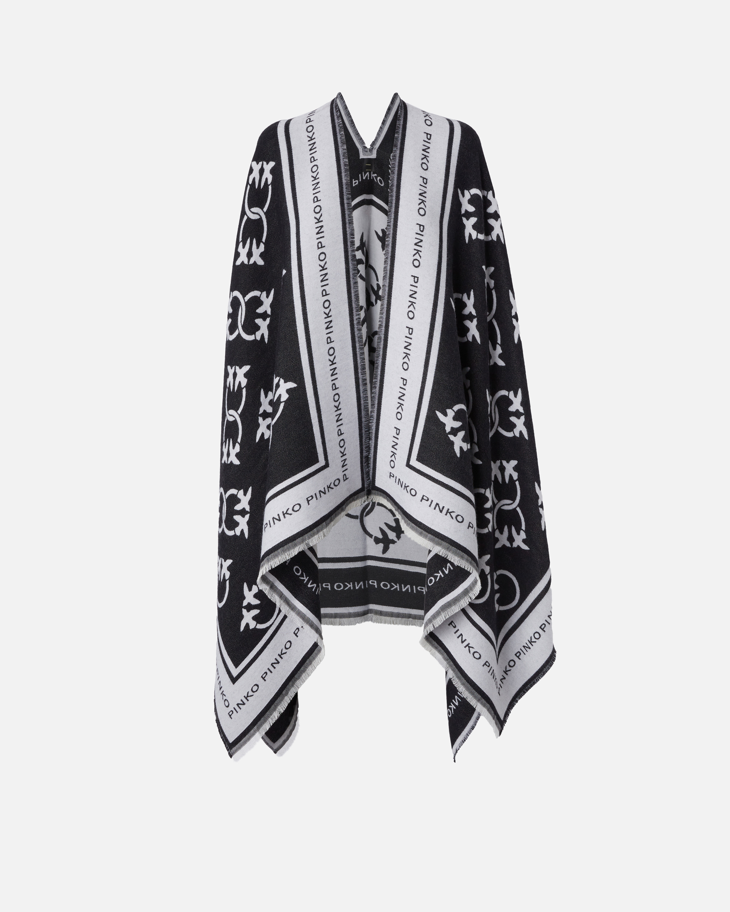 Палантин-накидка с жаккардовым узором Monogram - ЧЕРНЫЙ, multicolor - large | Pinko 