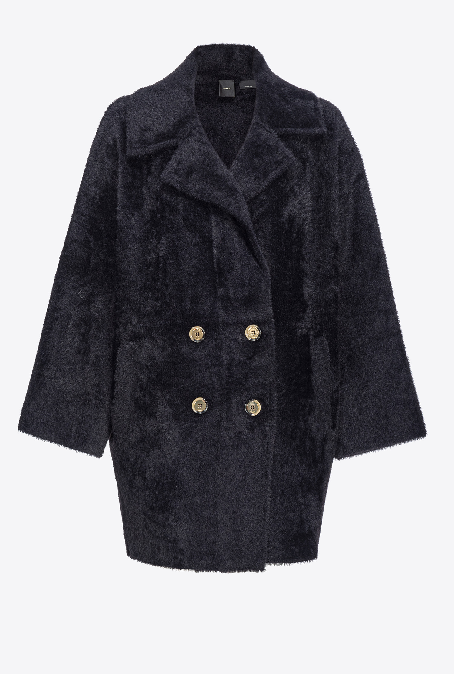 Faux fur cocoon coat - Black - large