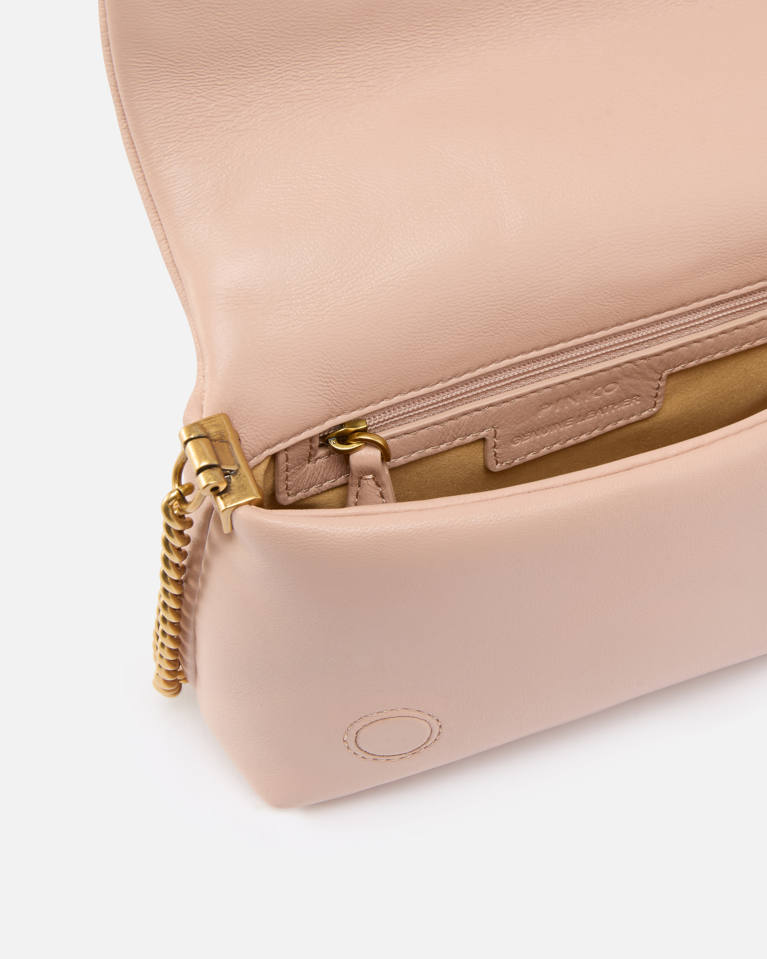 Pinko Baby Love Bag Click Puff In Nappa Leather In Powder Pink-block Colour