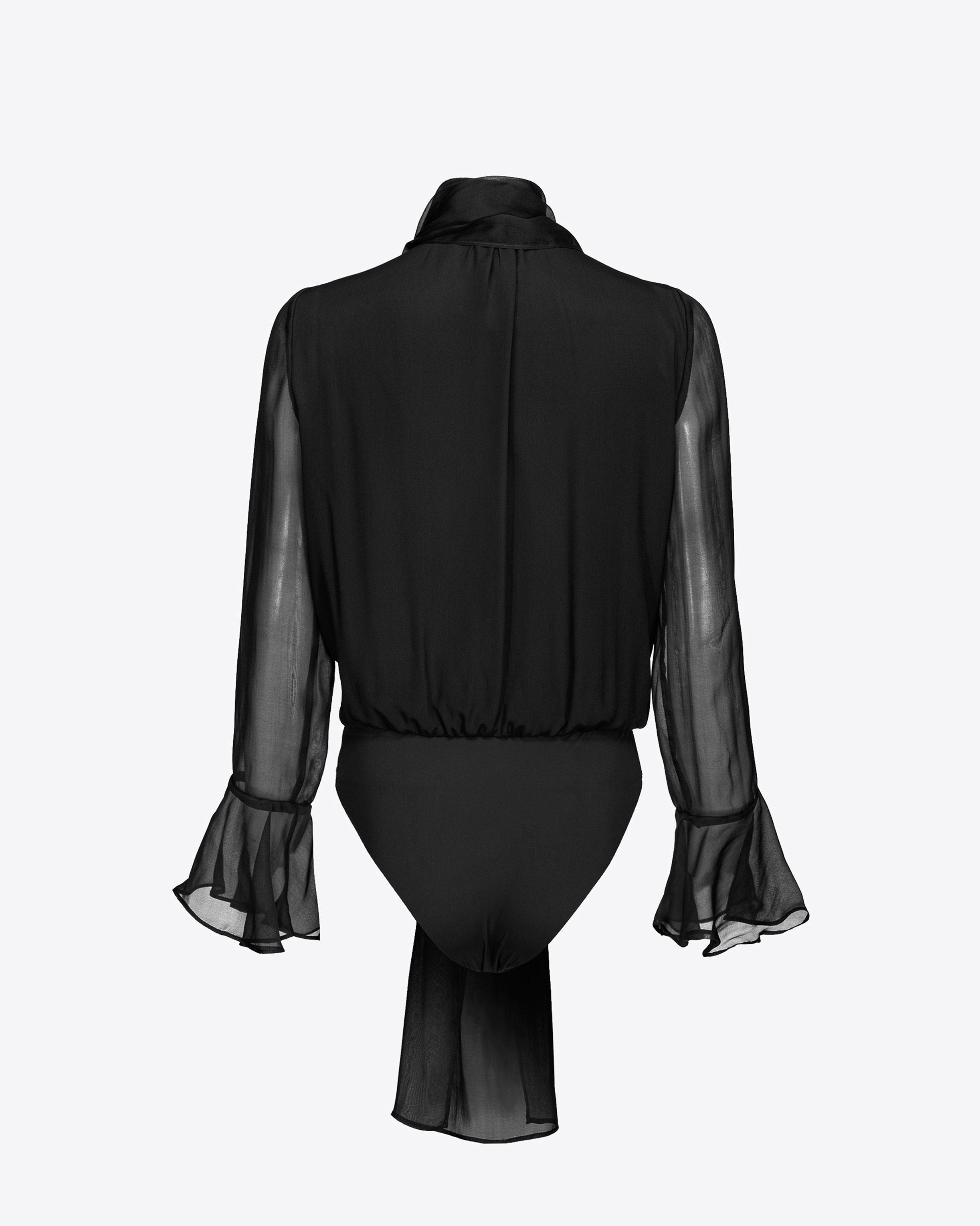 Shop Pinko Silk Chiffon Bodysuit In Limo Black