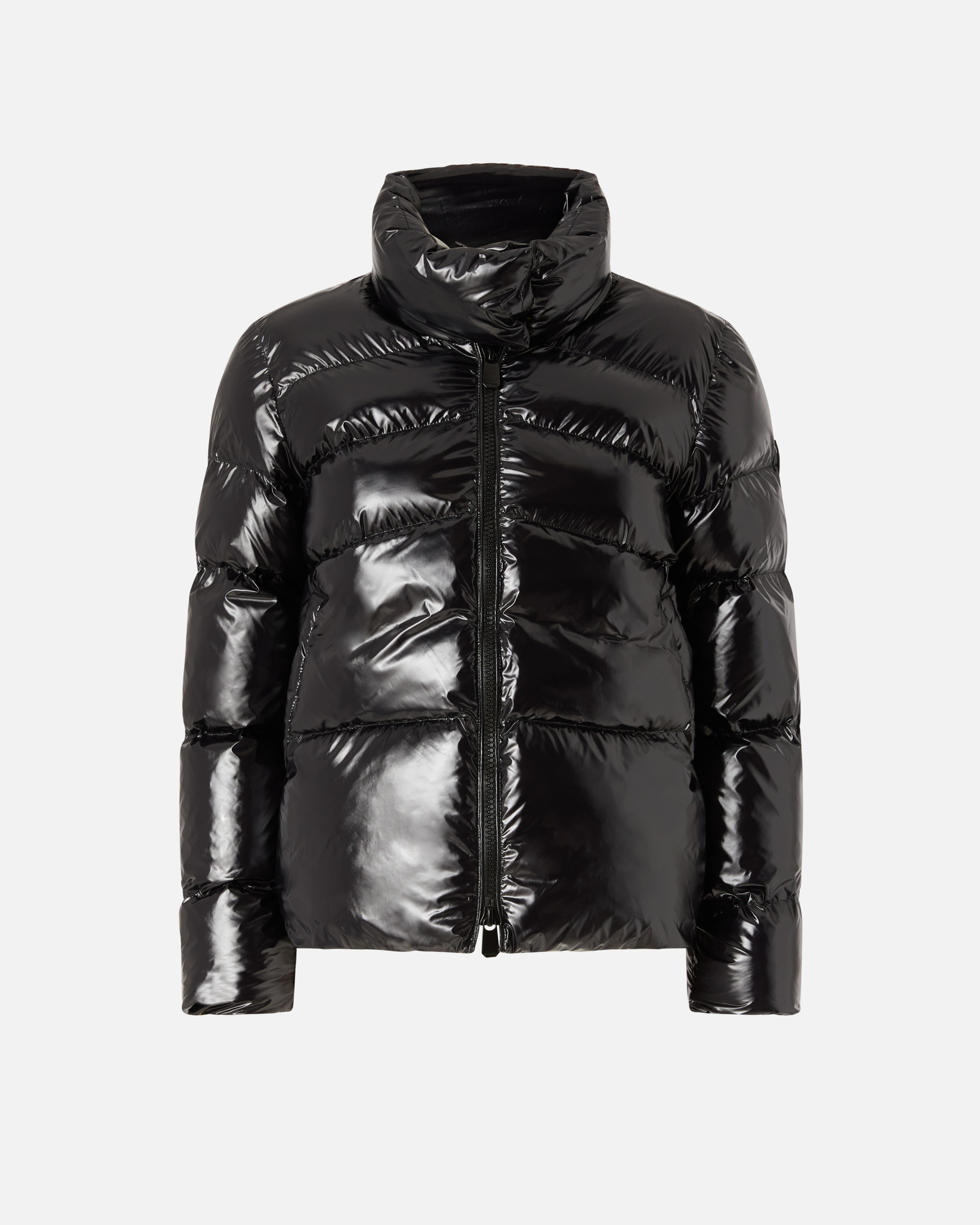 Pinko Padded Crystal Nylon Pea Coat In Black