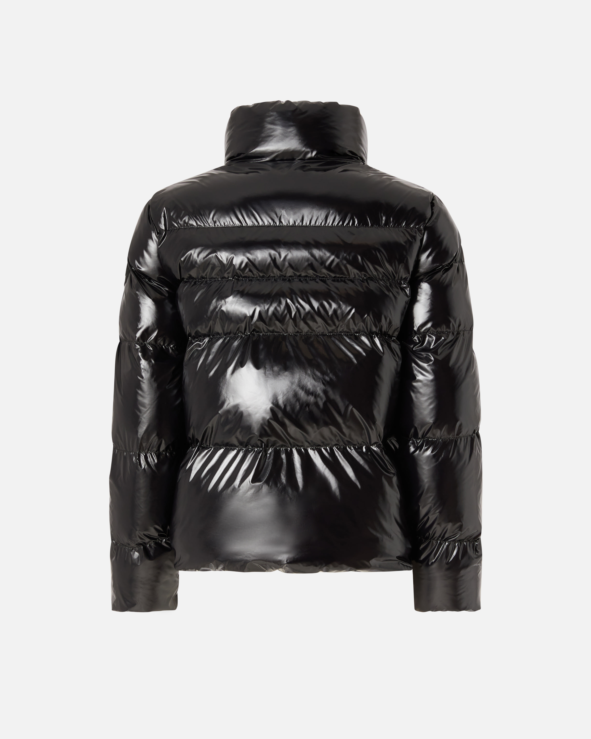 Pinko Padded Crystal Nylon Pea Coat In Black