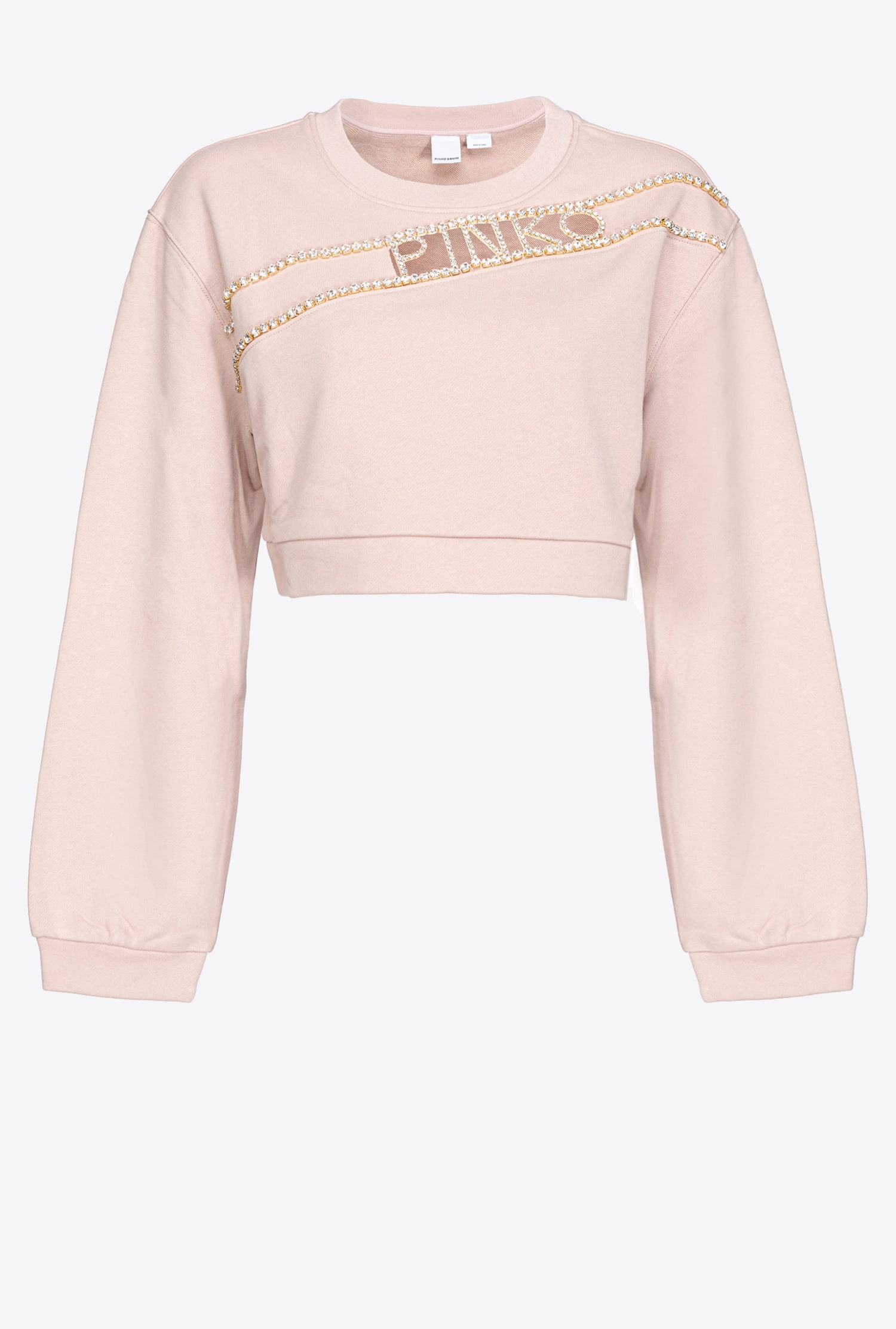 Cropped sweatshirt with rhinestone logo PINKO → Shop Online