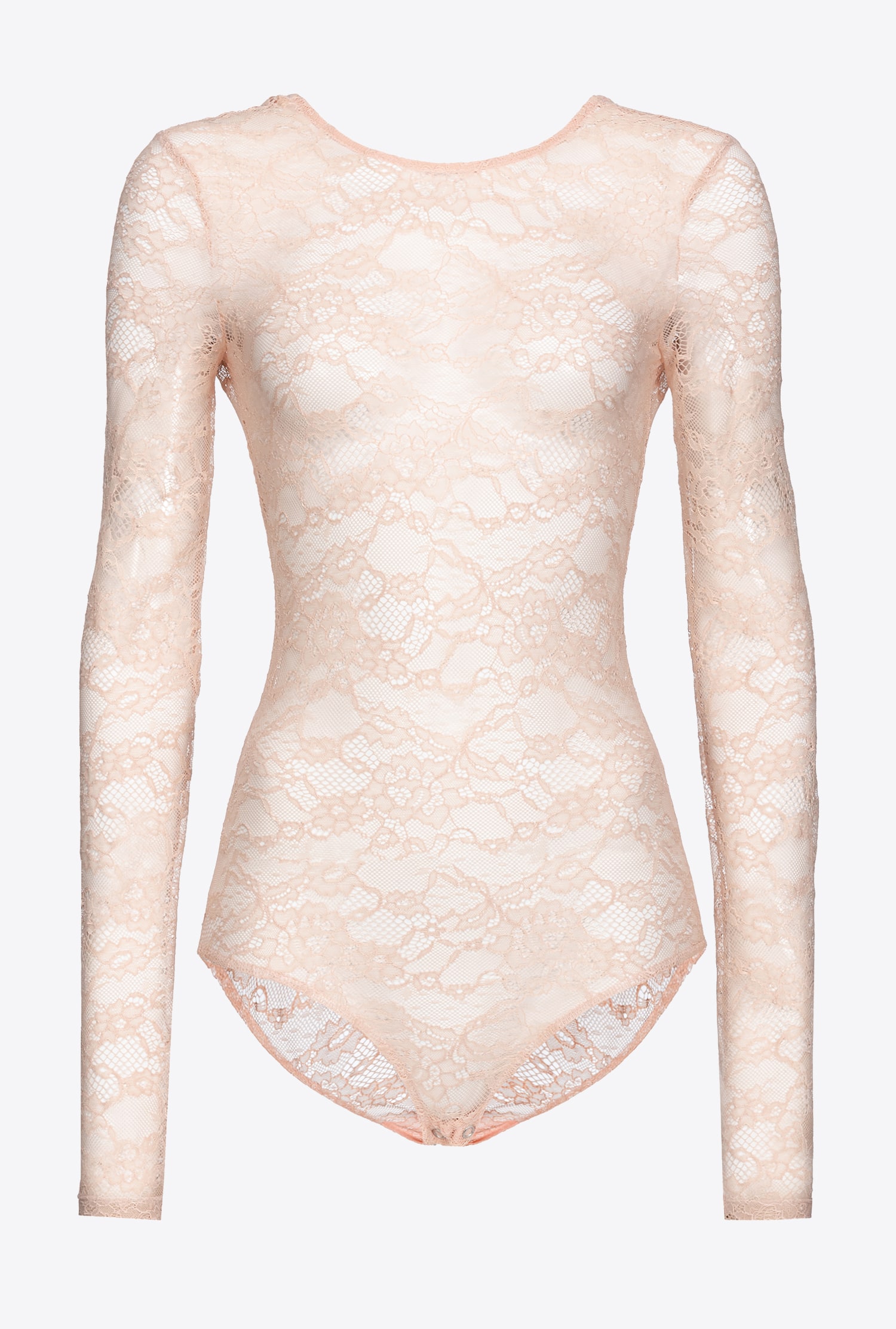 Pinko Long-sleeved Lace Bodysuit In Cameo Pink