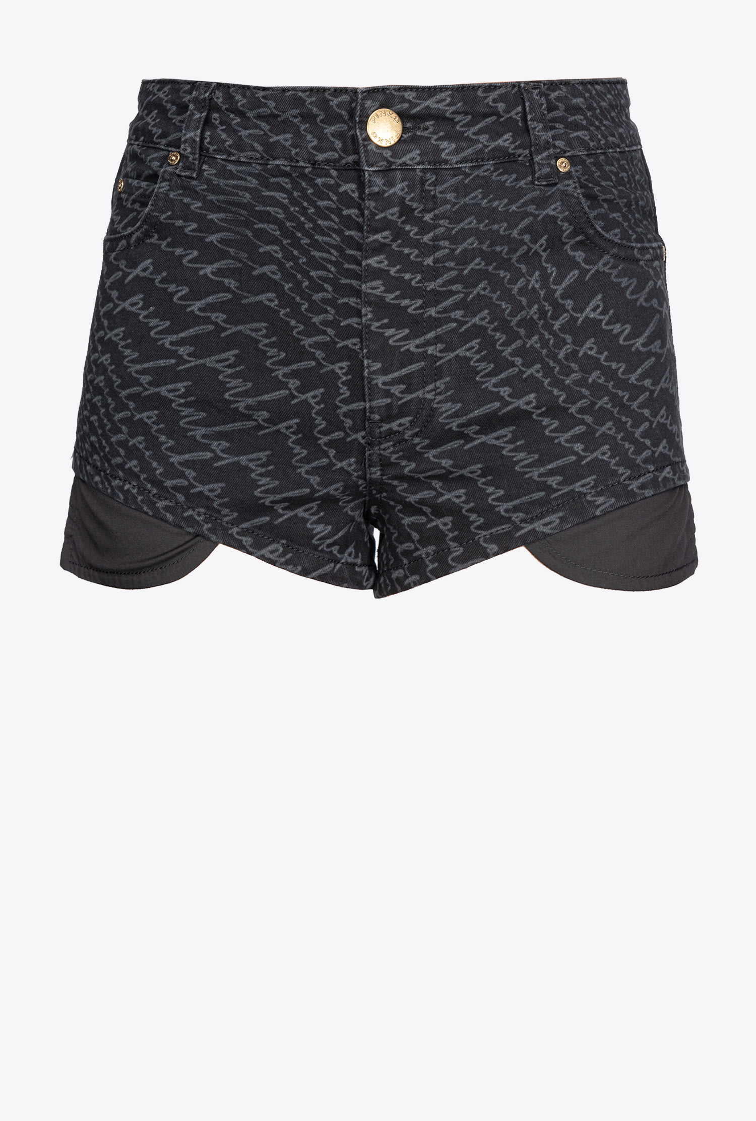 Black denim shorts with fluid logo - Limo black