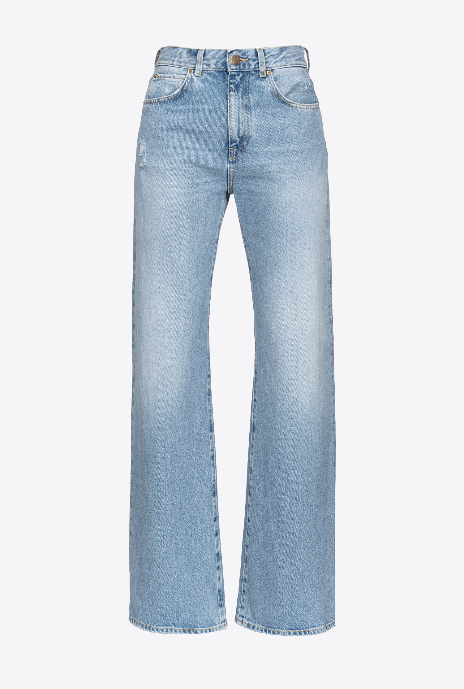 Pinko Logo Patch Denim Jeans In Délavage Clair Vintage