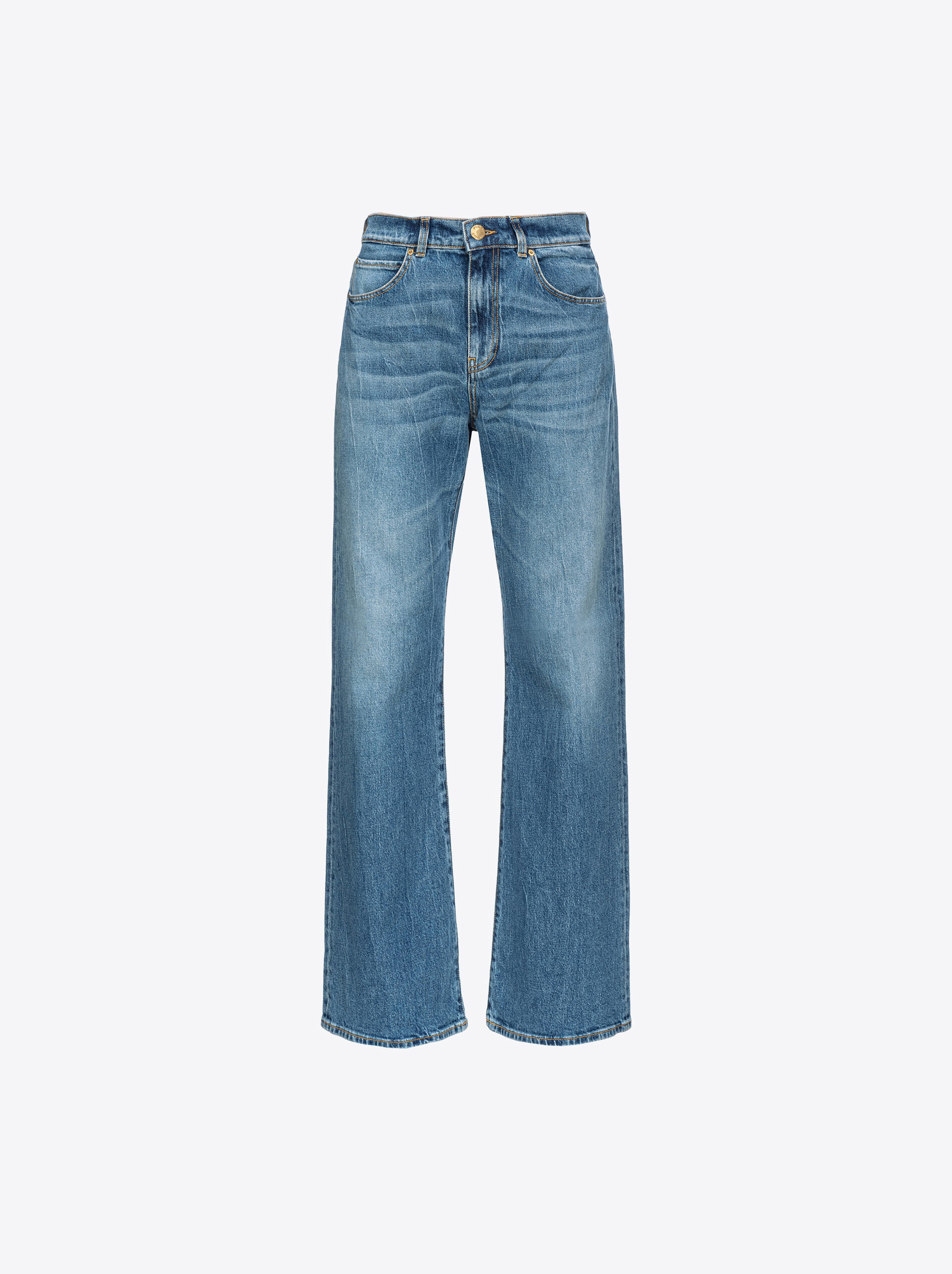 Pinko Mid-rise Wide-leg Jeans In Délavage Vintage Foncé