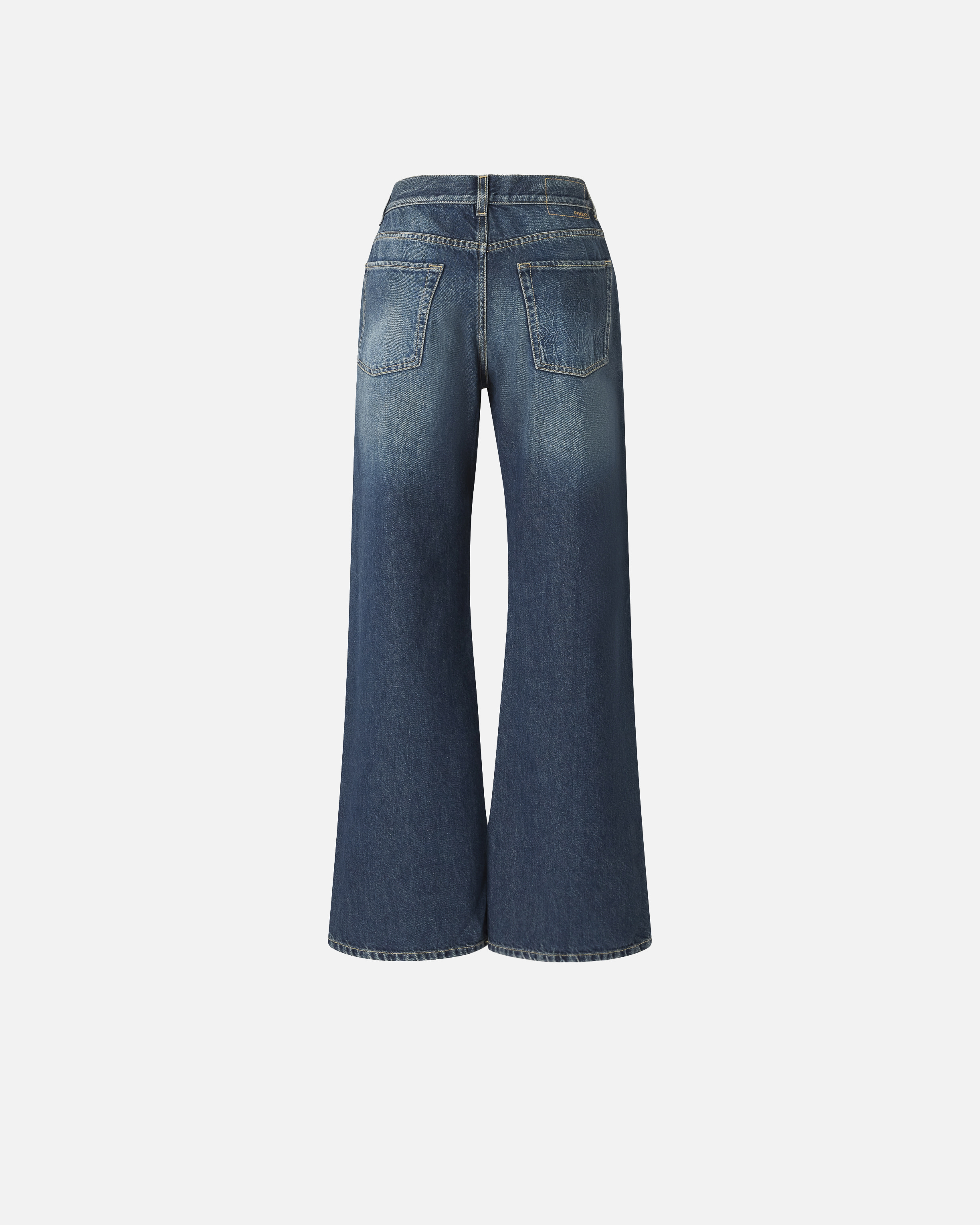 Pinko Wanda Wide Leg Jeans In Medium Dark Vintage Wash In Blue