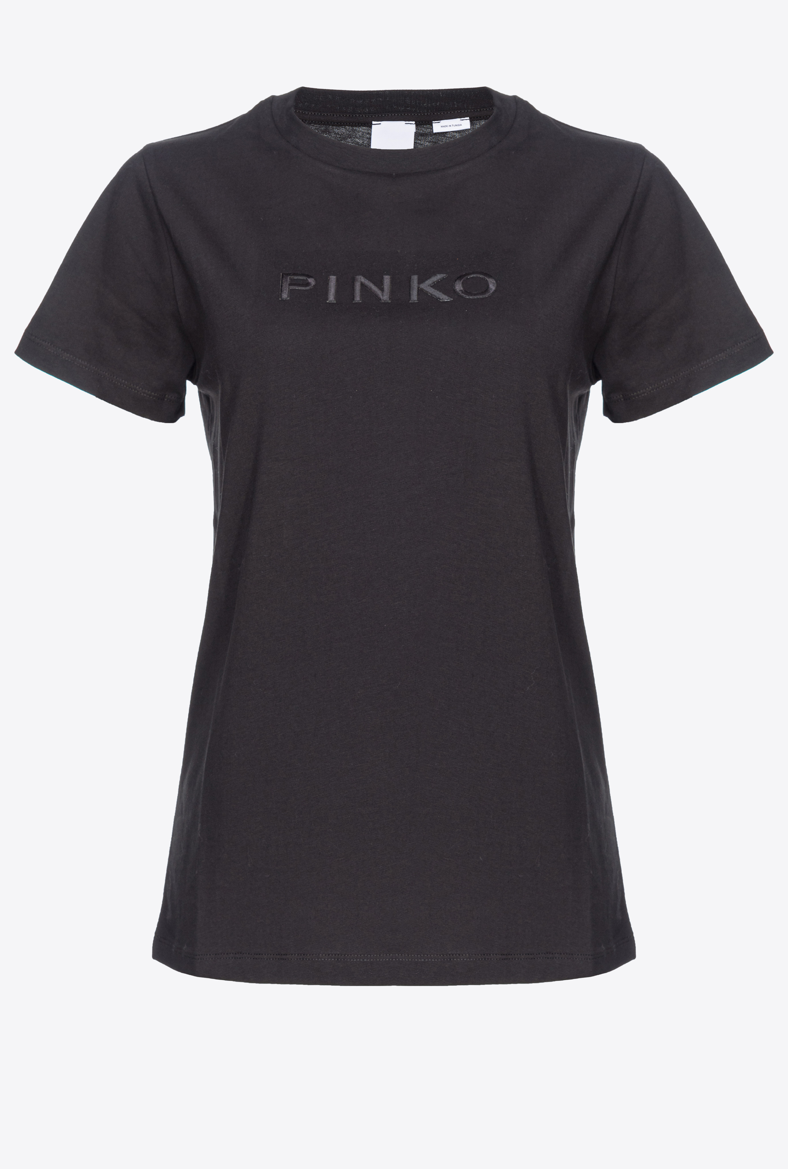 Pinko T-shirt With  Logo Embroidery In Limo Black