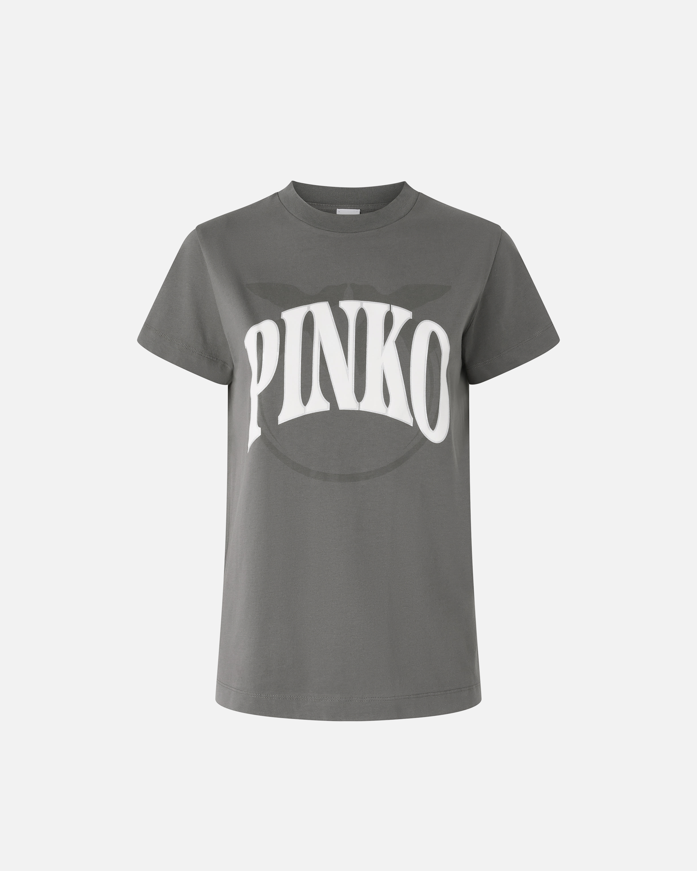 Pinko Logo And Birds T-shirt In Grey-dark Seagull
