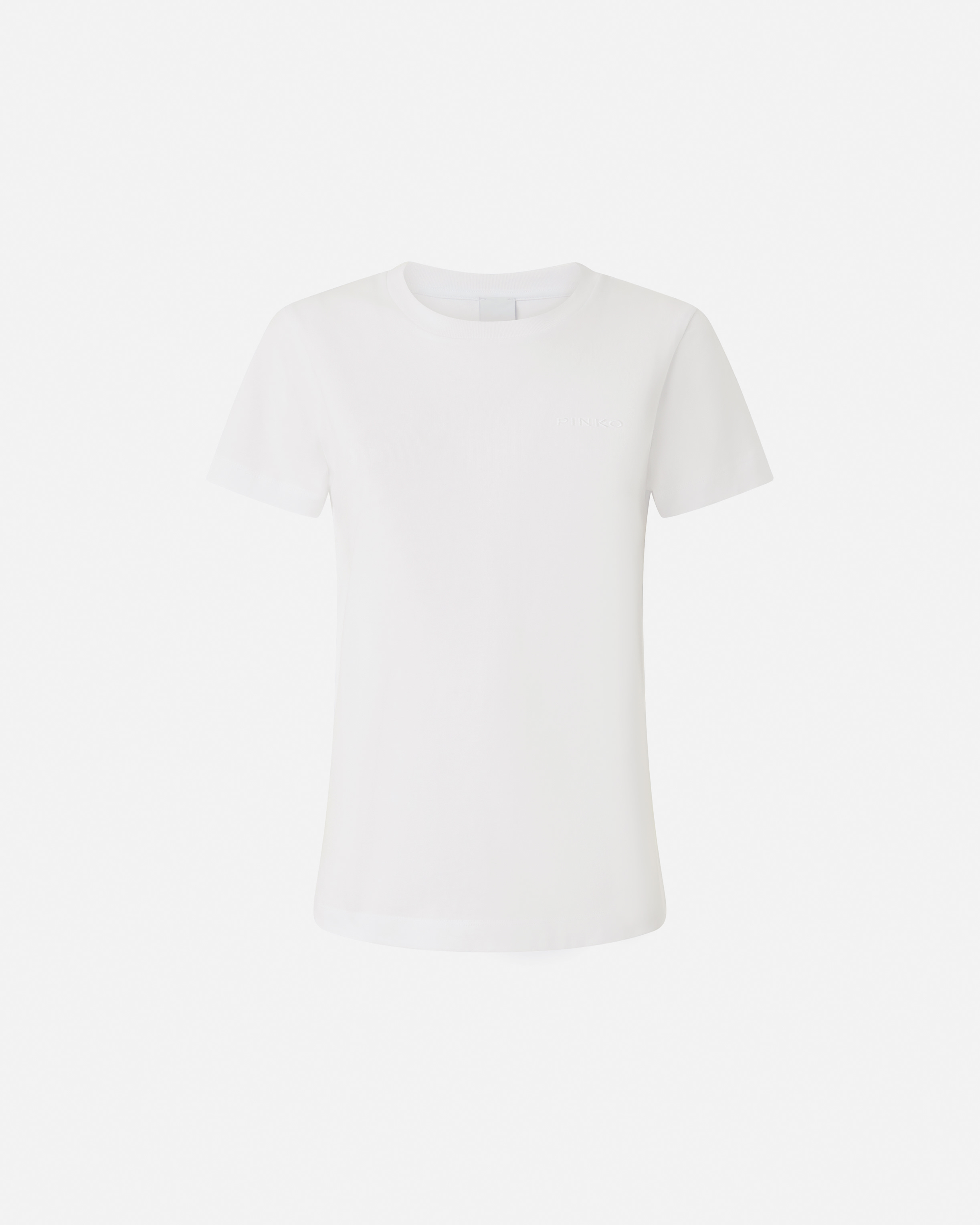 Pinko Half-sleeved T-shirt With  Logo Embroidery In Bright White