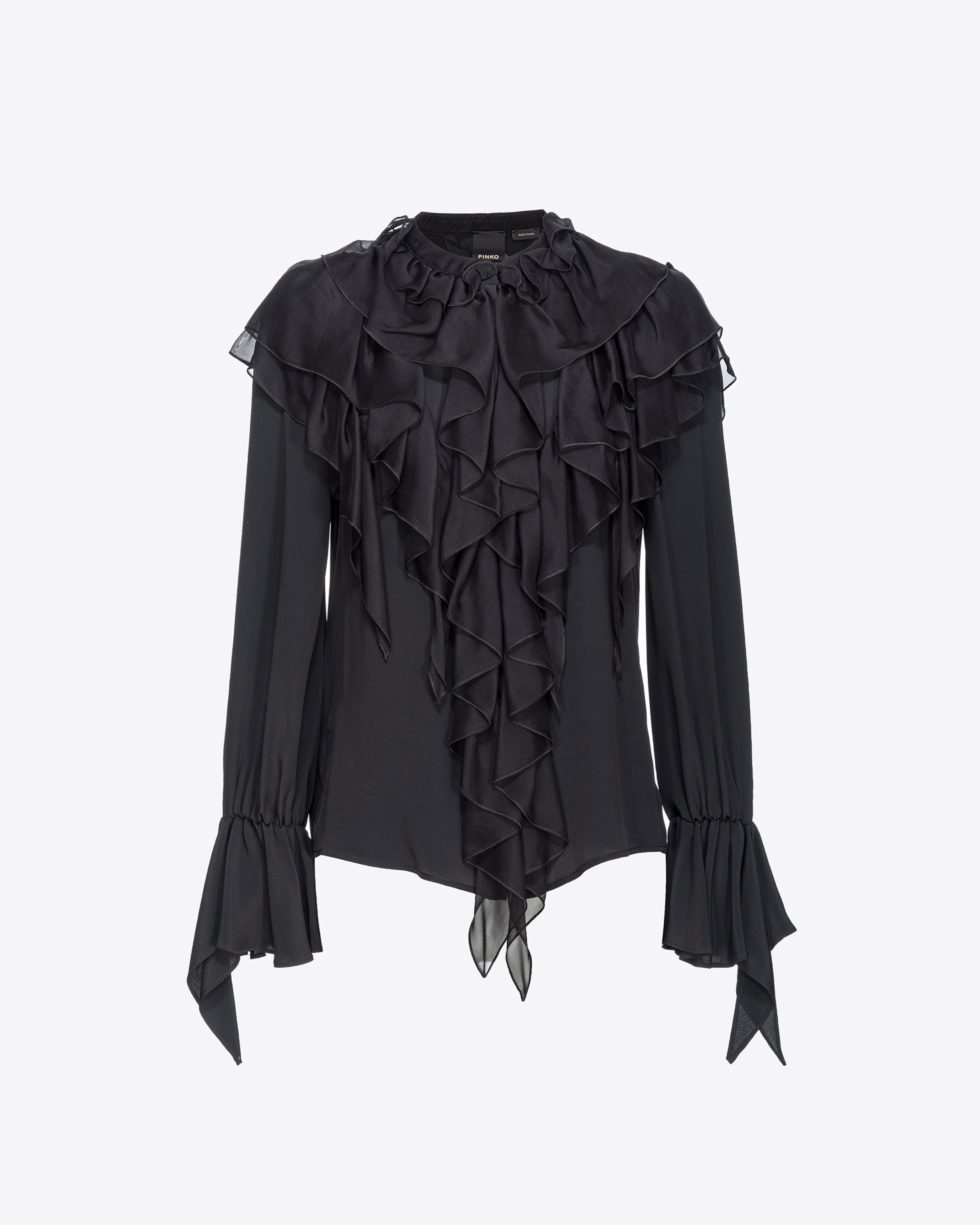 Shop Pinko Ruffled Shirt In Limo Black