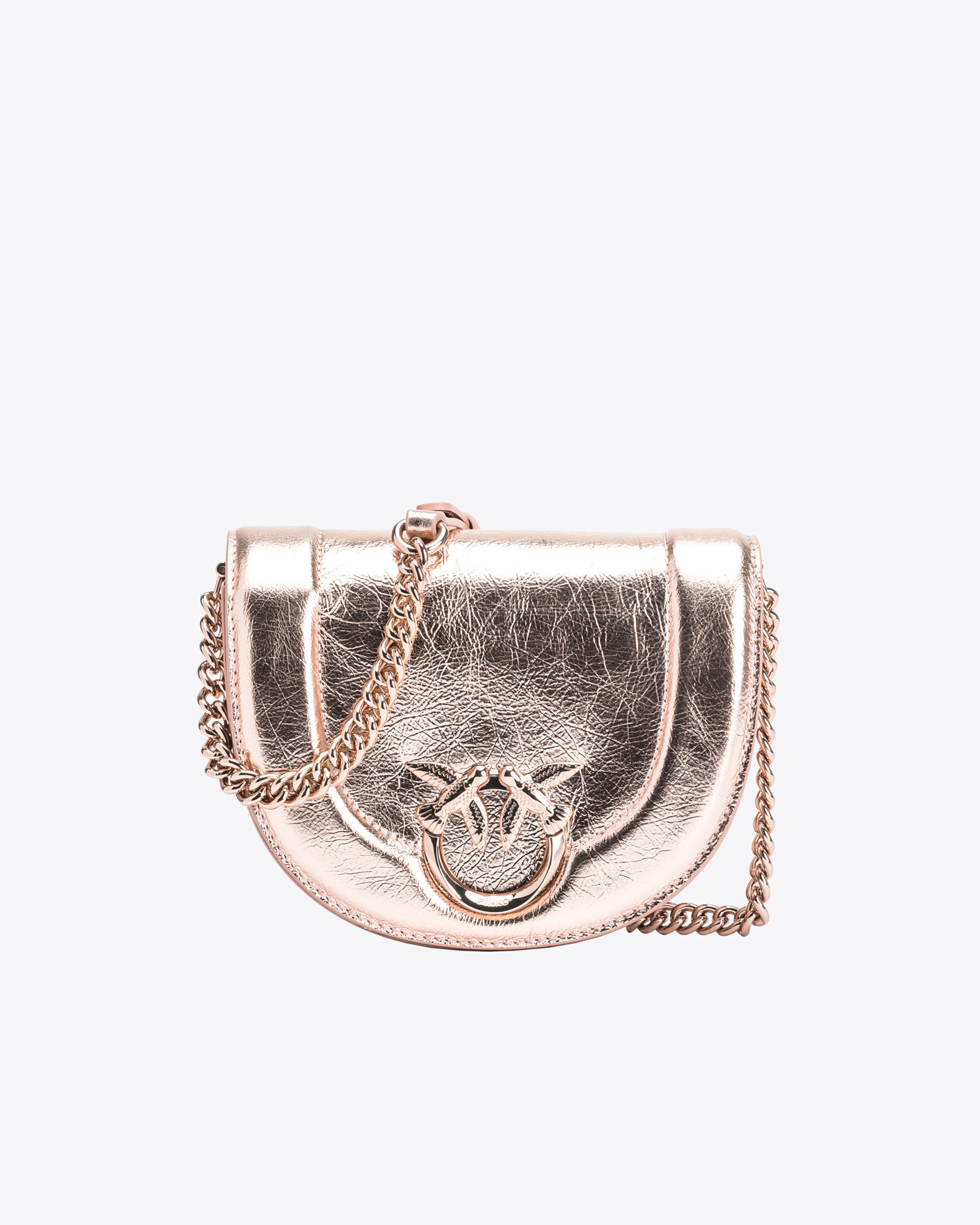 Pinko Mini Love Bag Click Round Nappaleder Crinkle Metallic