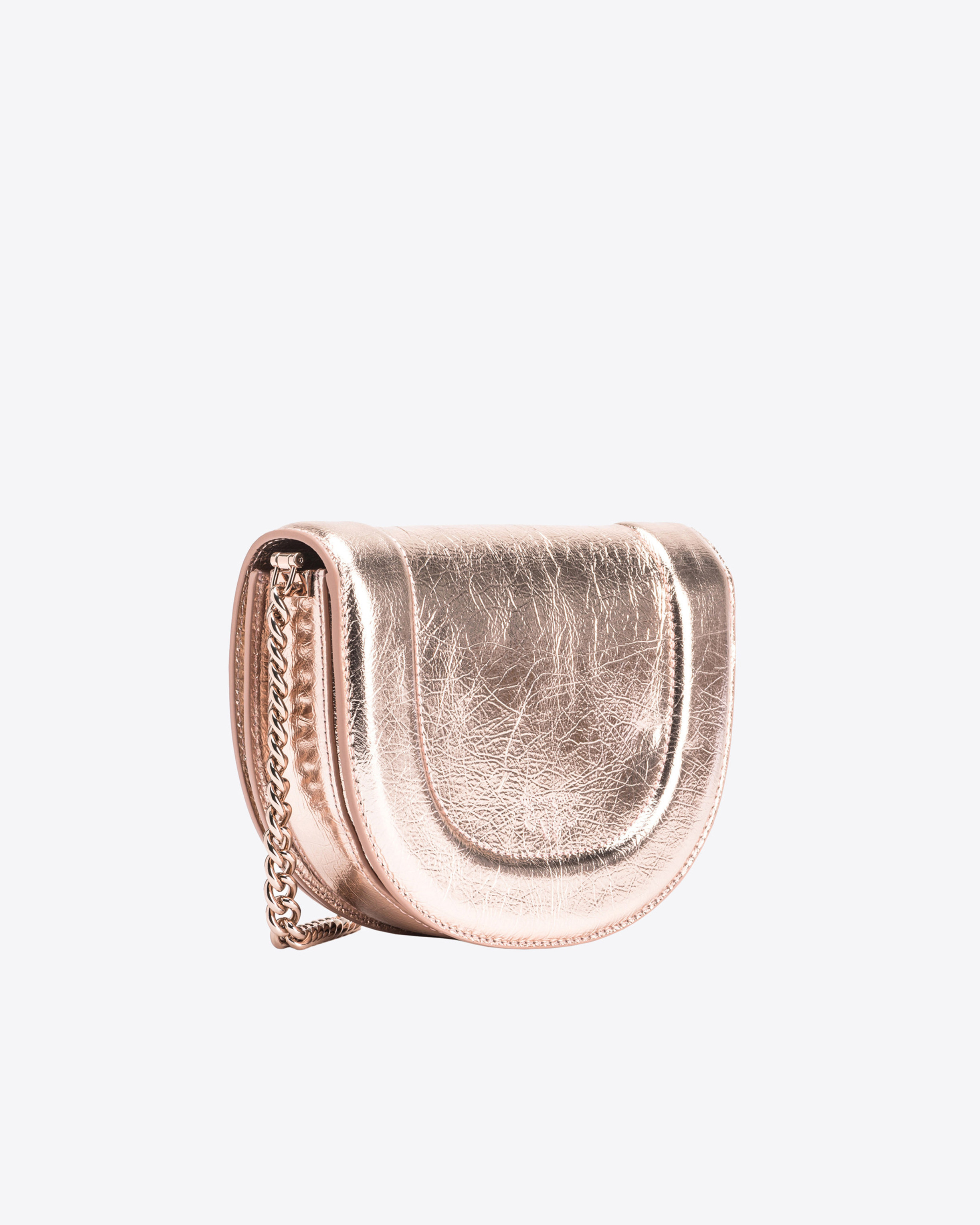 Сумка Mini Love Bag Click Round из ламинированной кожи наппа с эффектом кракле - РОЗОВЫЙ - large