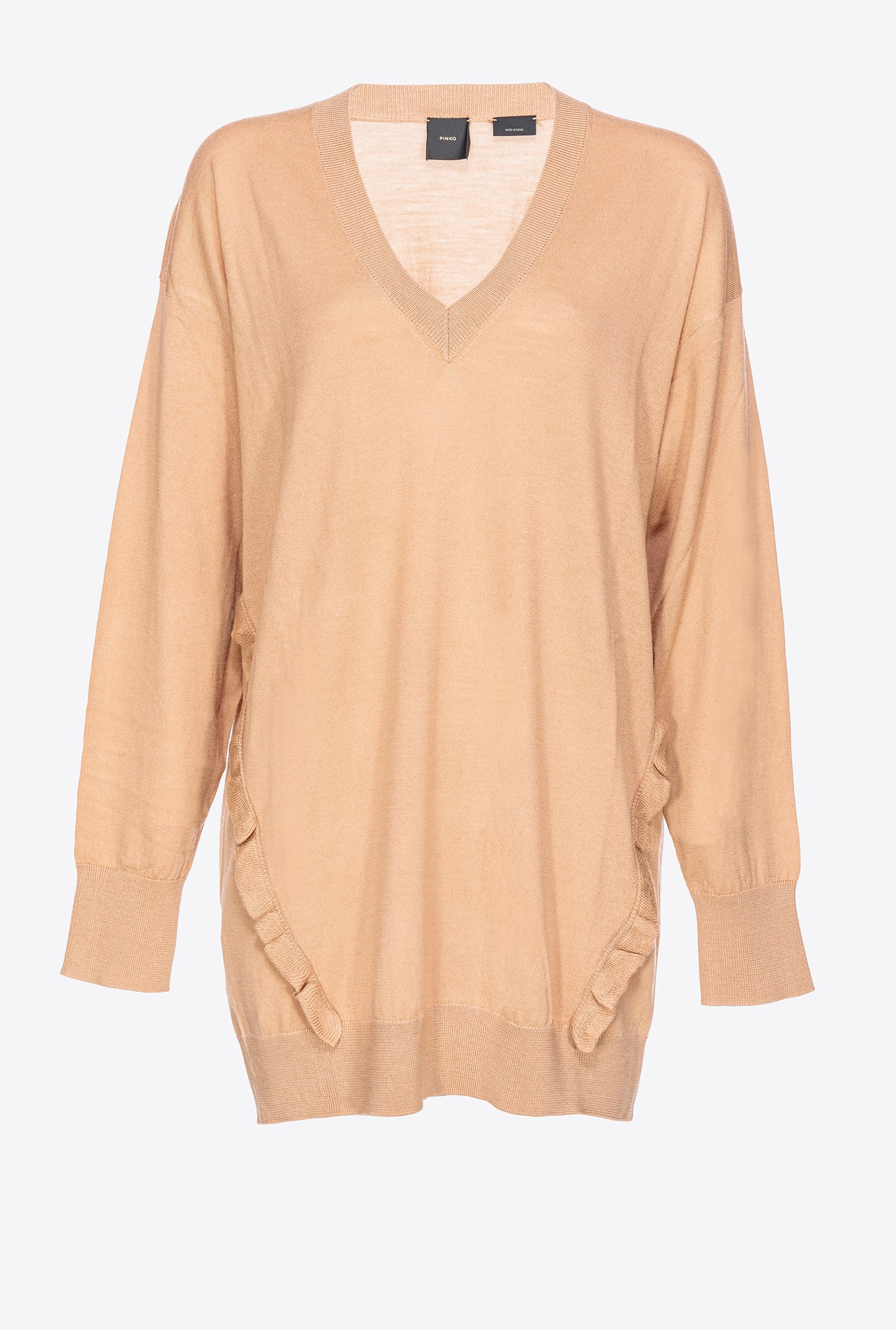 Wool sweater with ruching - Tannin beige