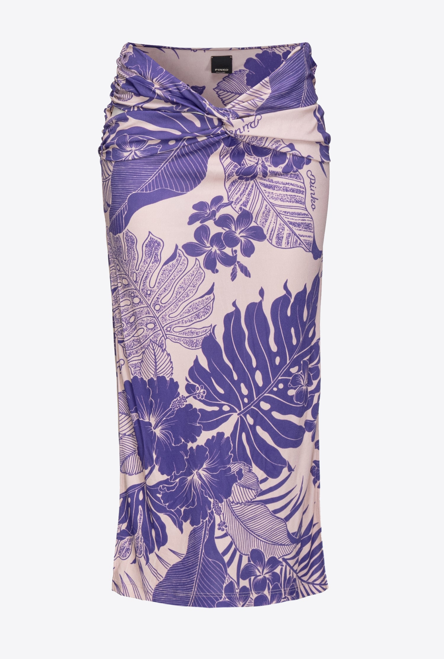 Floral-print midi skirt - Nude/purple