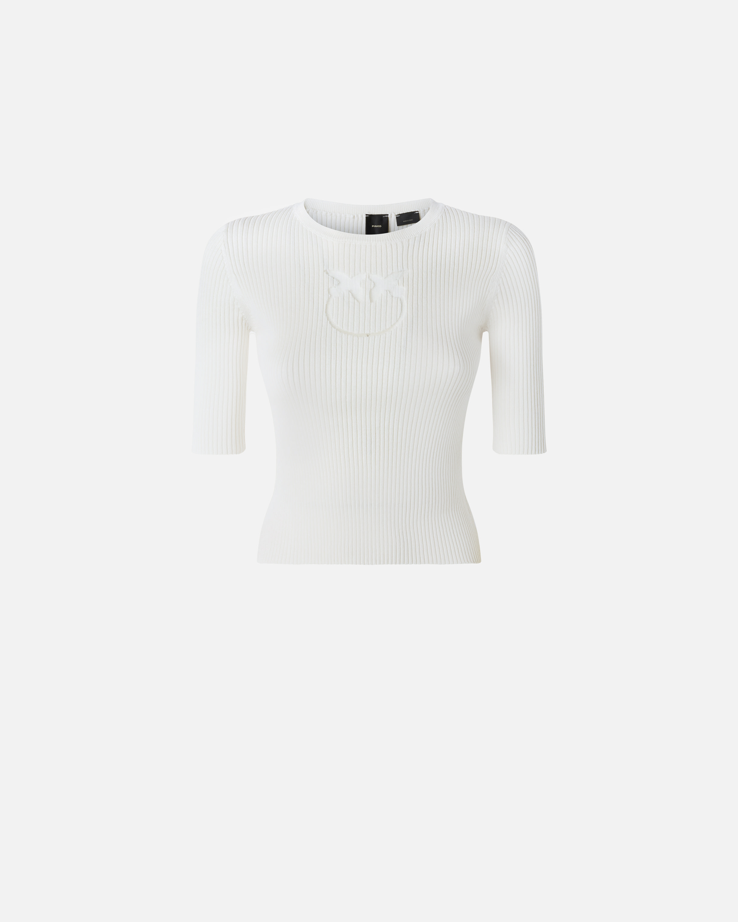 Pinko Gerippter Pullover Logo Love Birds durchsichtig