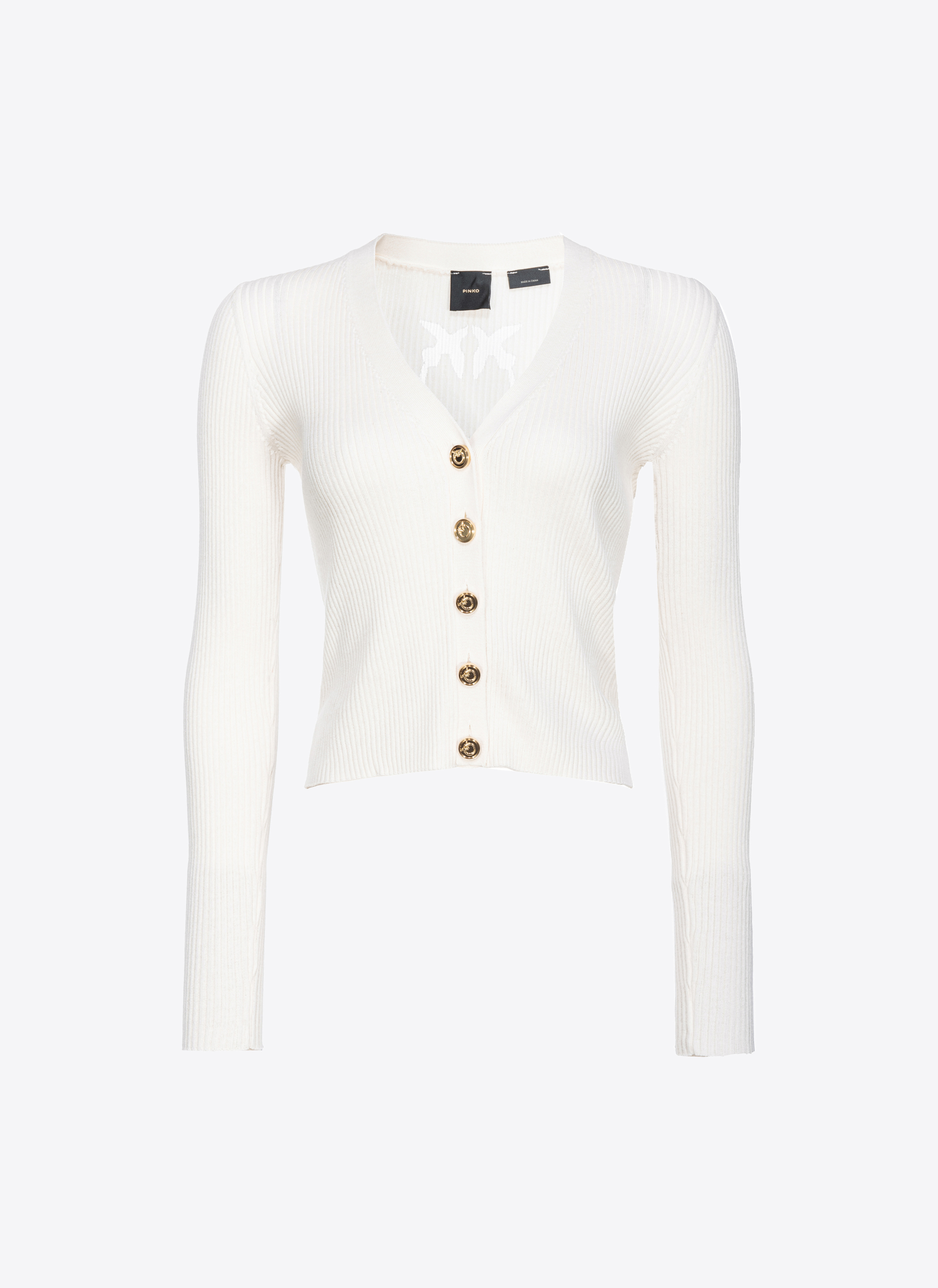 Pinko Gerippter Cardigan mit Love-Birds-Logo in Transparenz