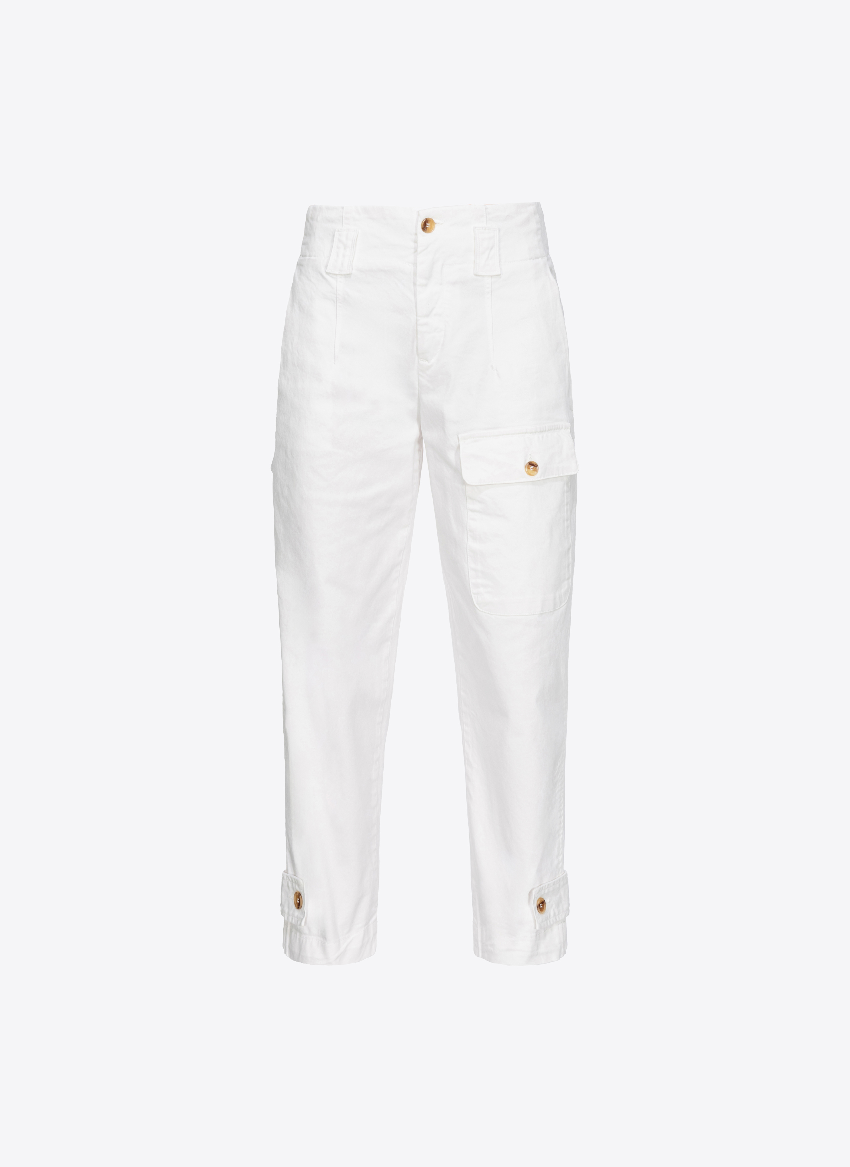 Pinko Old-wash Cargo Trousers In White + White