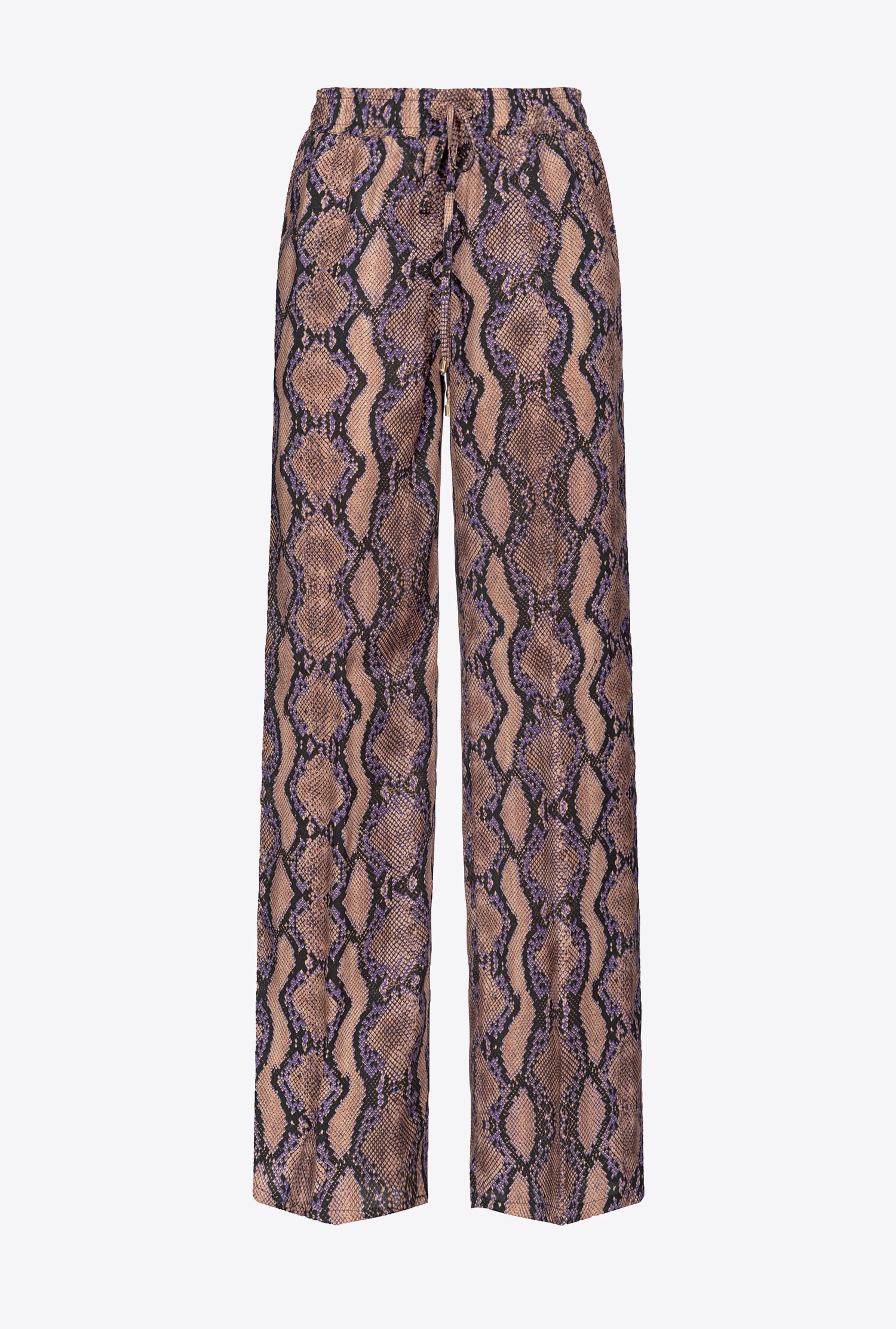 Pinko Palazzo Trousers With Snake Motif In Multi. Marron/lilas