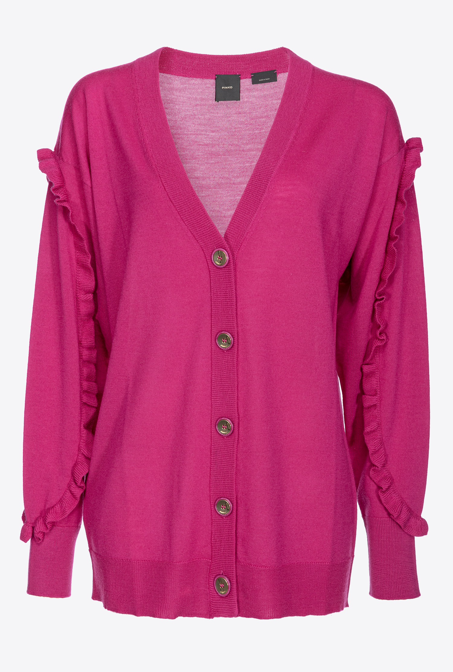 PINKO CARDIGAN RUCHÉ EN LAINE