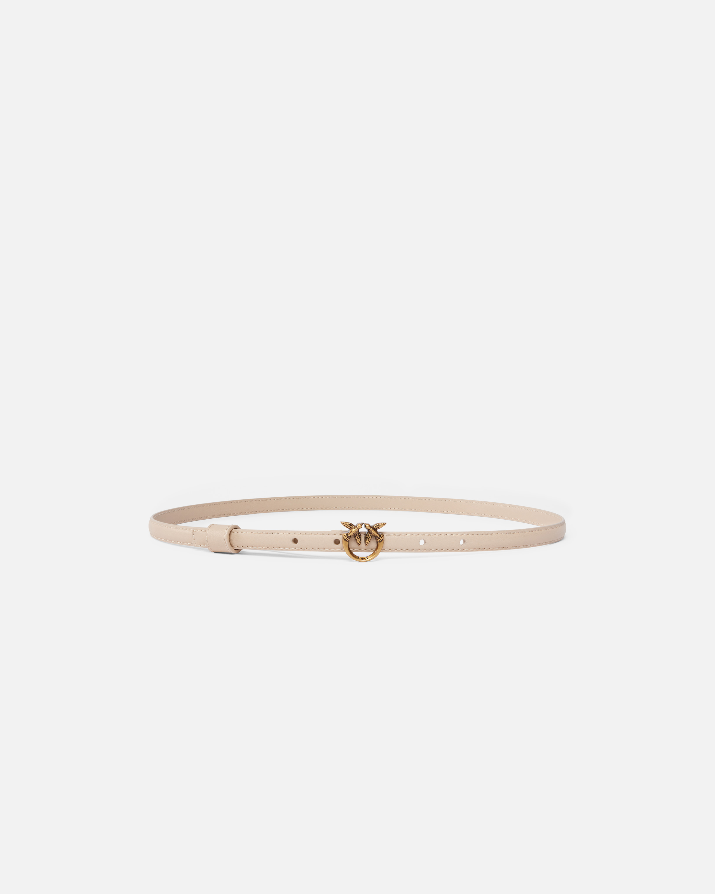 Pinko Fine Ceinture Avec Boucle Love Birds 1 Cm In Beige-smoke Grey-antique Gold