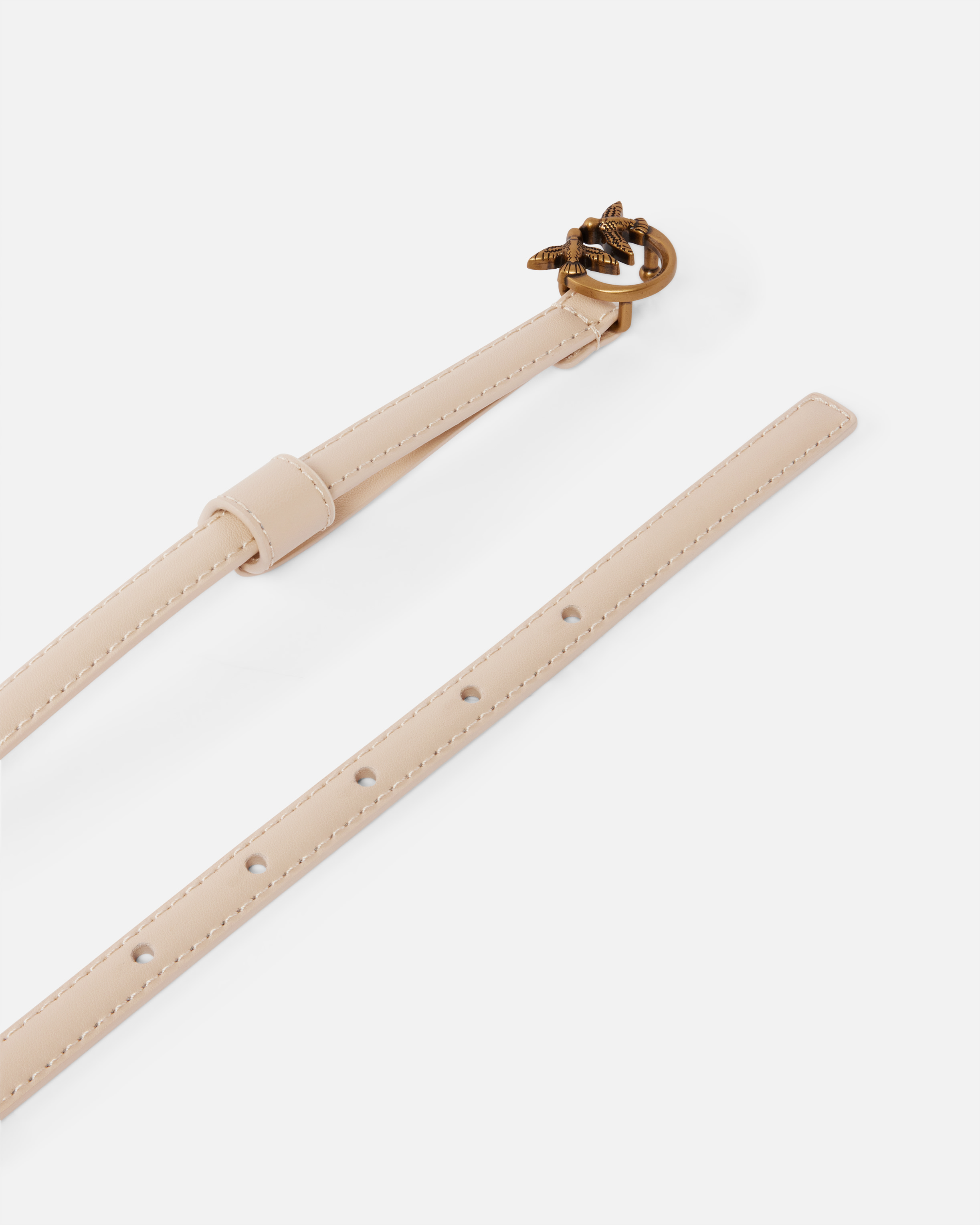 Pinko Fine Ceinture Avec Boucle Love Birds 1 Cm In Beige-smoke Grey-antique Gold