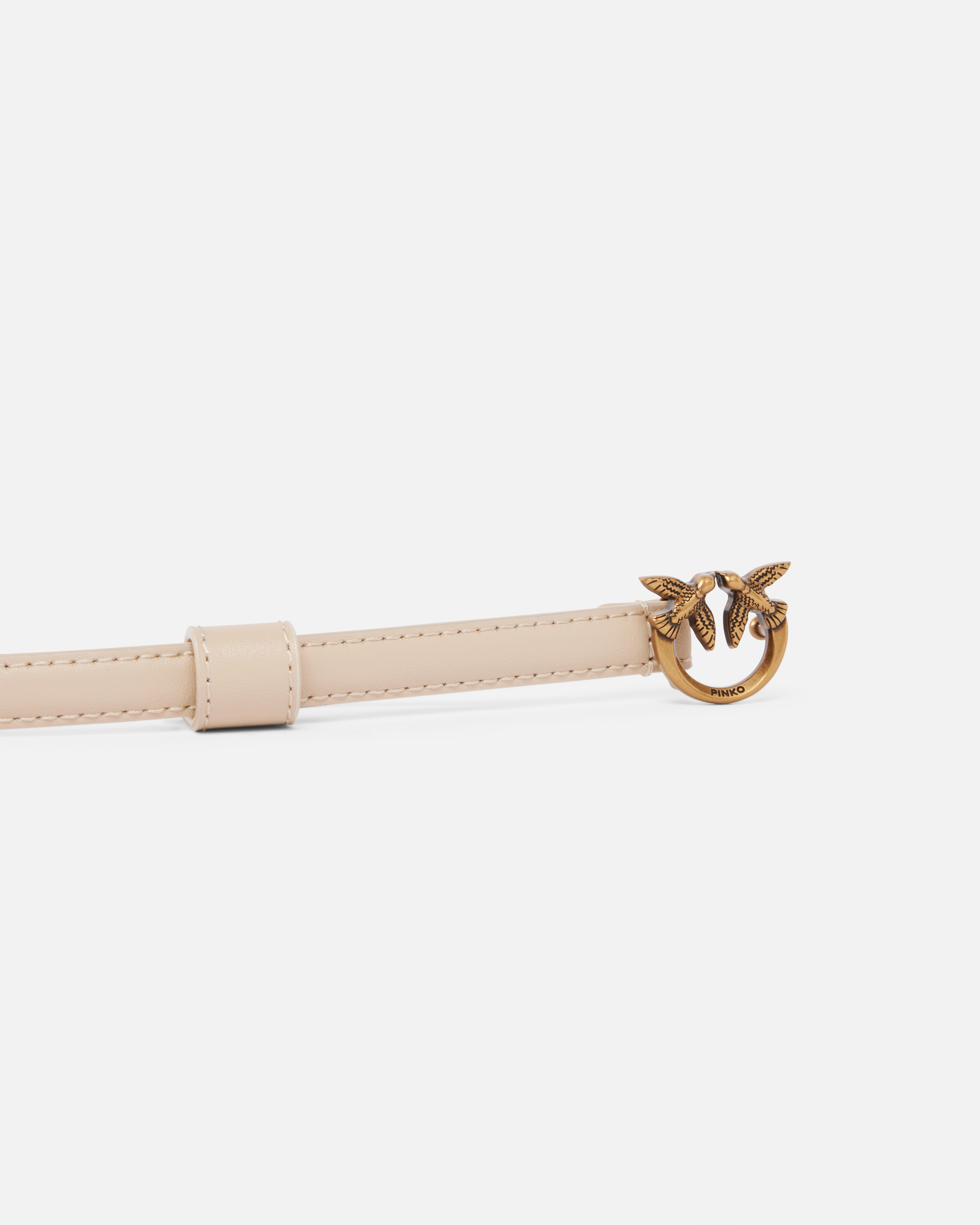 Pinko Fine Ceinture Avec Boucle Love Birds 1 Cm In Beige-smoke Grey-antique Gold